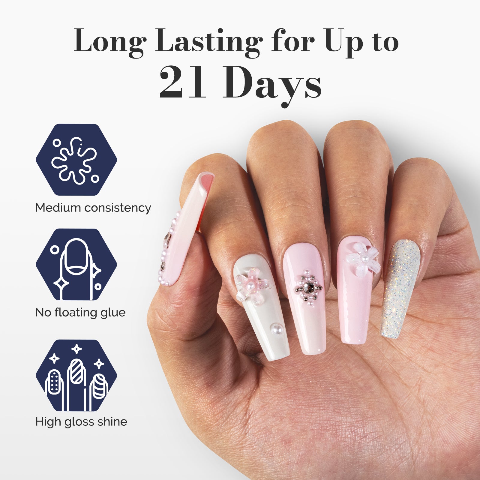 Fleurwee HEMA-Free & HPMA-Free & TPO-Free Gel Polish 2Pcs Light Pink&White-P04+P13 - 图片3