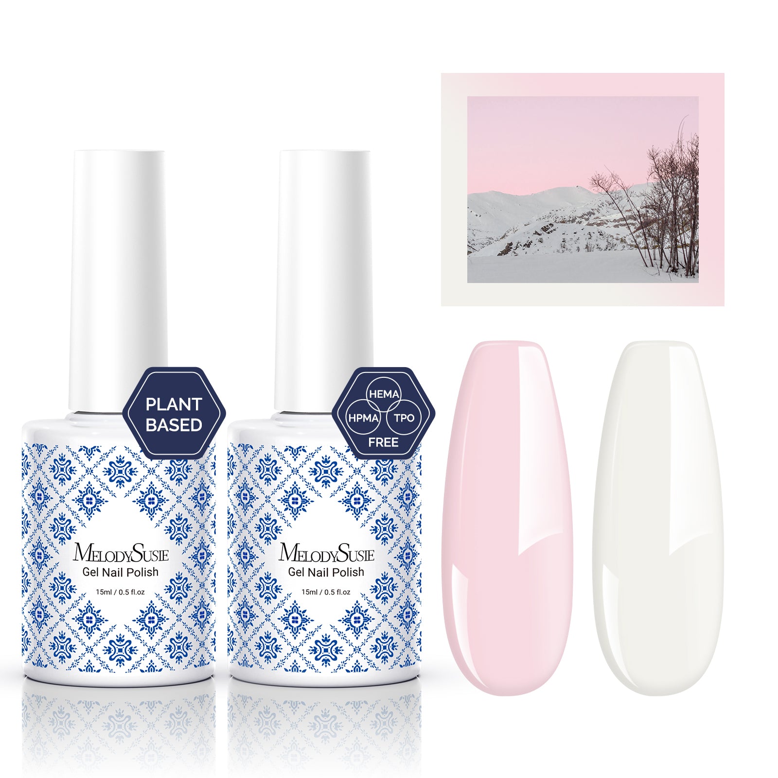 Fleurwee HEMA-Free & HPMA-Free & TPO-Free Gel Polish 2Pcs Light Pink&White-P04+P13 - 图片6