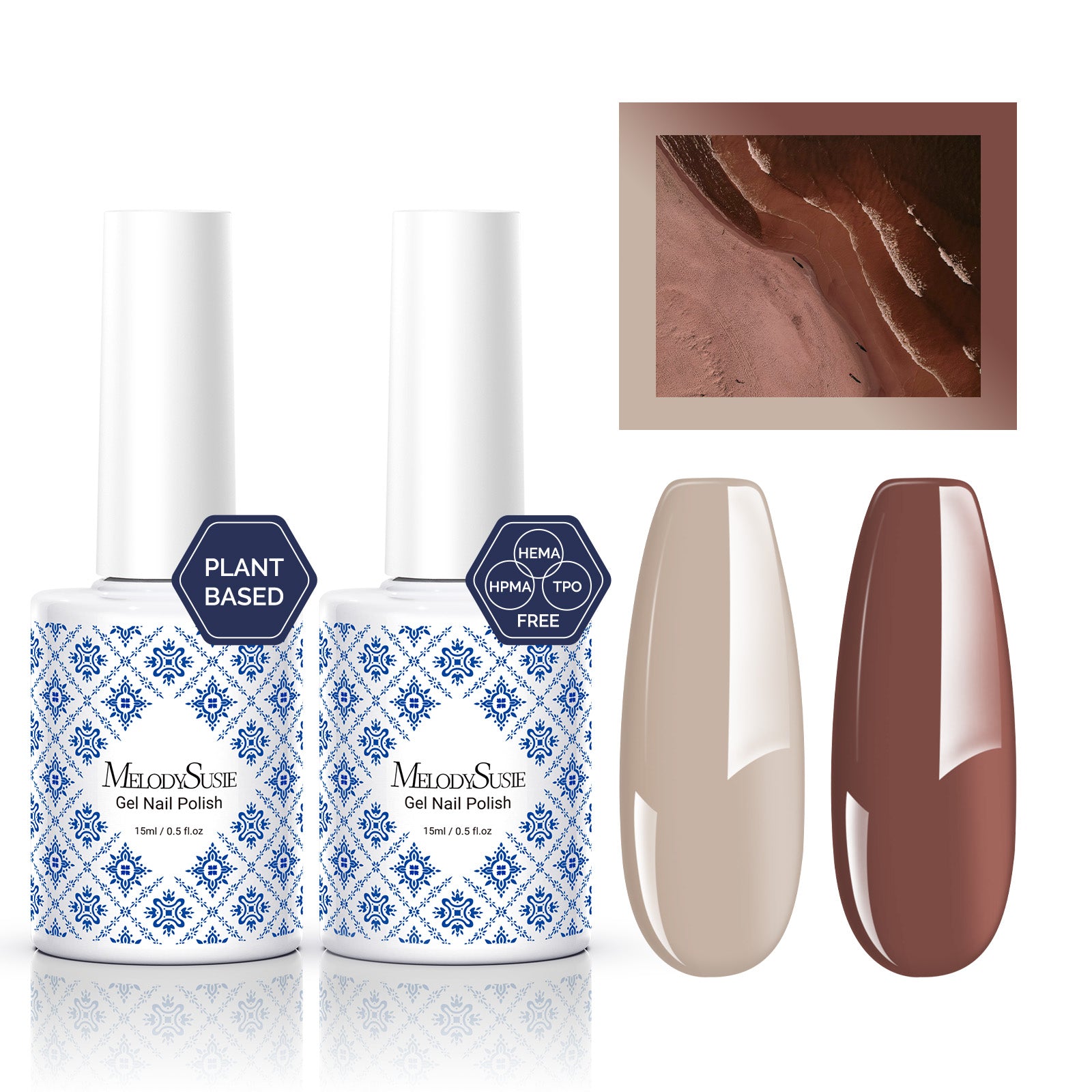 Fleurwee HEMA-Free & HPMA-Free & TPO-Free Gel Polish 2Pcs Neutral Brown&Raspberry Red-P26+P28