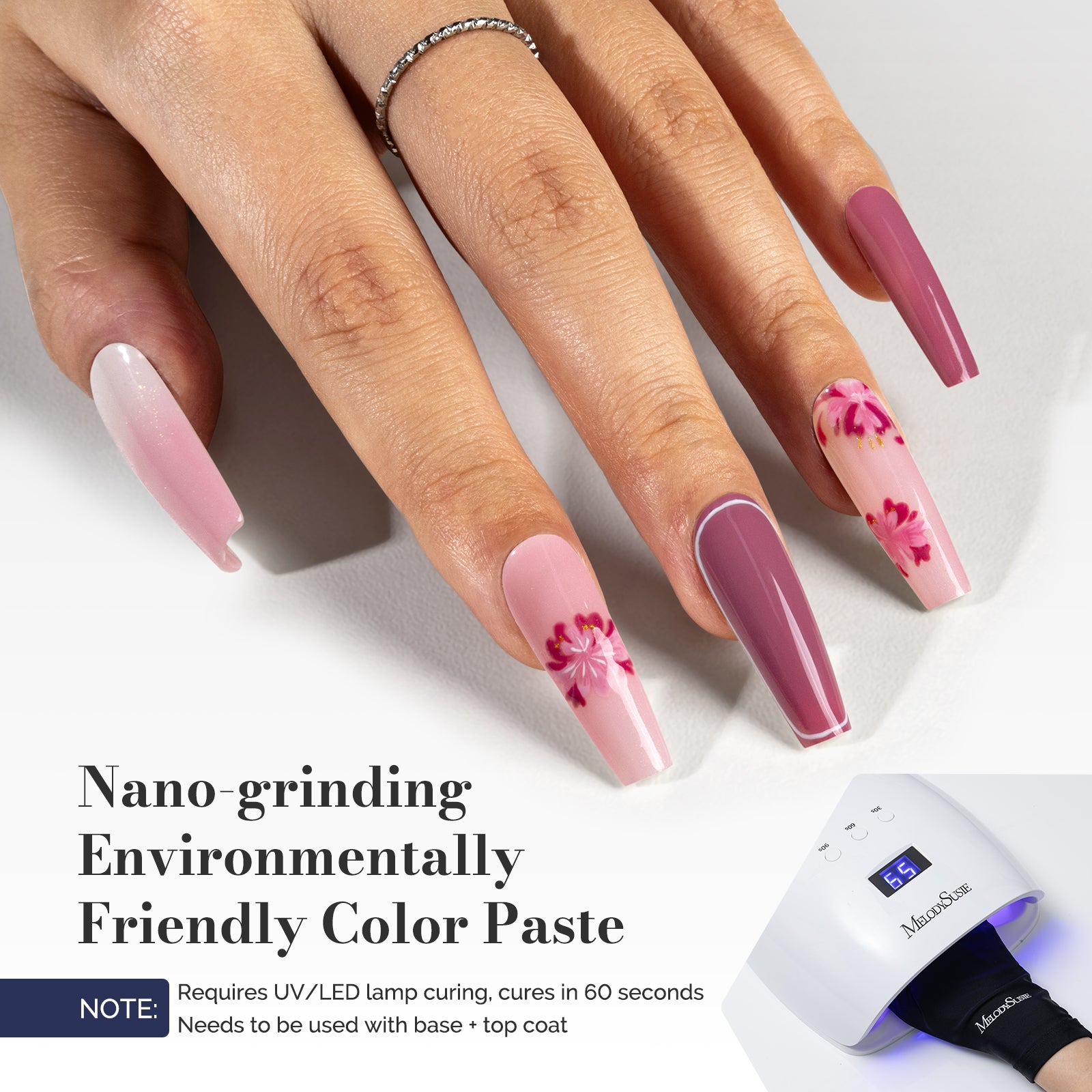 Fleurwee HEMA-Free & HPMA-Free & TPO-Free Gel Polish 2Pcs Pink Purple&Pink Tiny Glitter-P11+P21 - 图片6