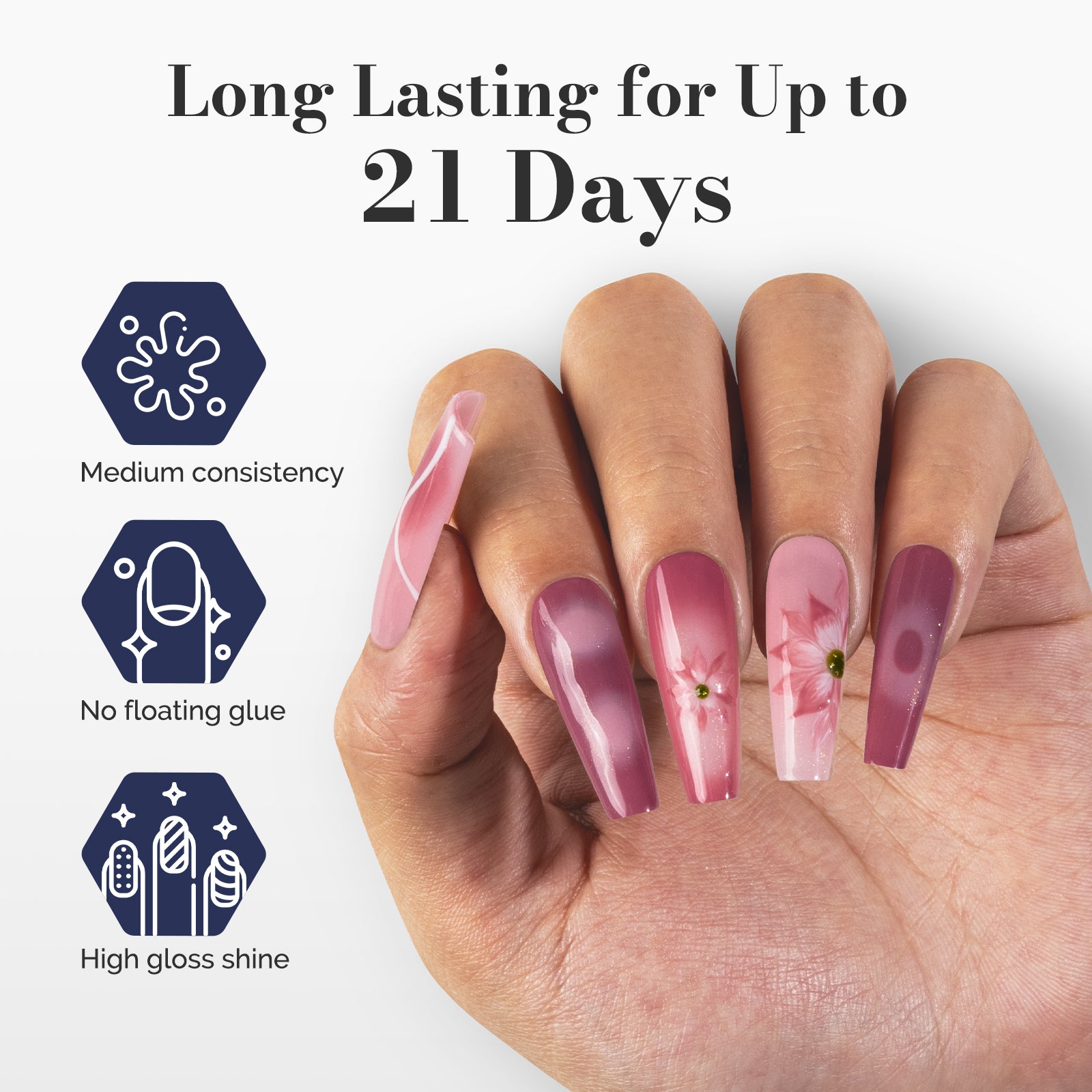 Fleurwee HEMA-Free & HPMA-Free & TPO-Free Gel Polish 2Pcs Pink Purple&Pink Tiny Glitter-P11+P21 - 图片2