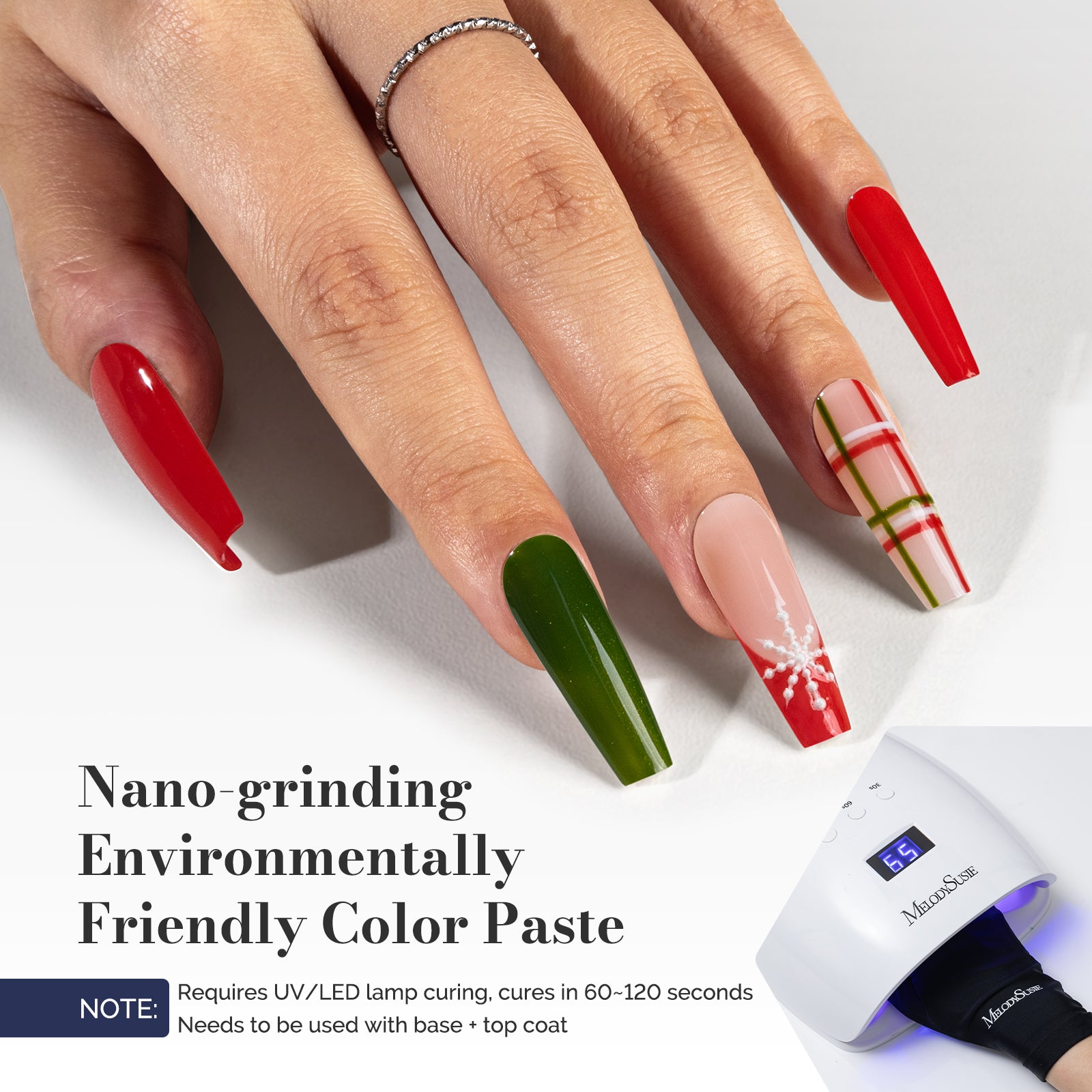 Fleurwee HEMA-Free & HPMA-Free & TPO-Free Gel Polish 2Pcs Red&Green-P39+P52 - 图片3