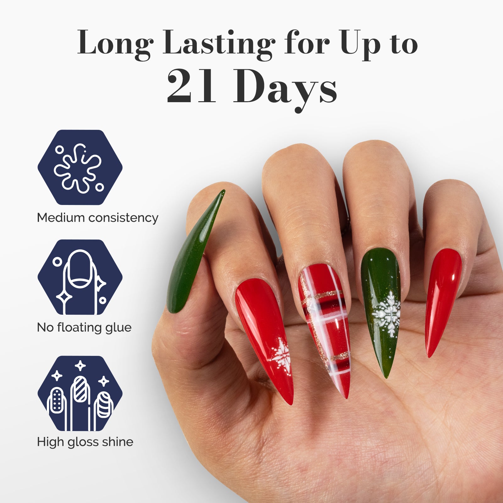 Fleurwee HEMA-Free & HPMA-Free & TPO-Free Gel Polish 2Pcs Red&Green-P39+P52 - 图片4