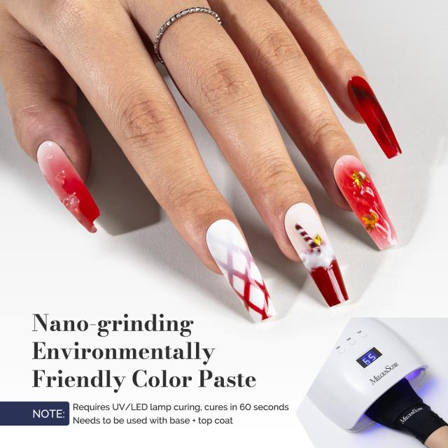 Fleurwee HEMA-Free & HPMA-Free & TPO-Free Gel Polish 2Pcs Rose Red&Bordeaux Red Brown-P02+P29