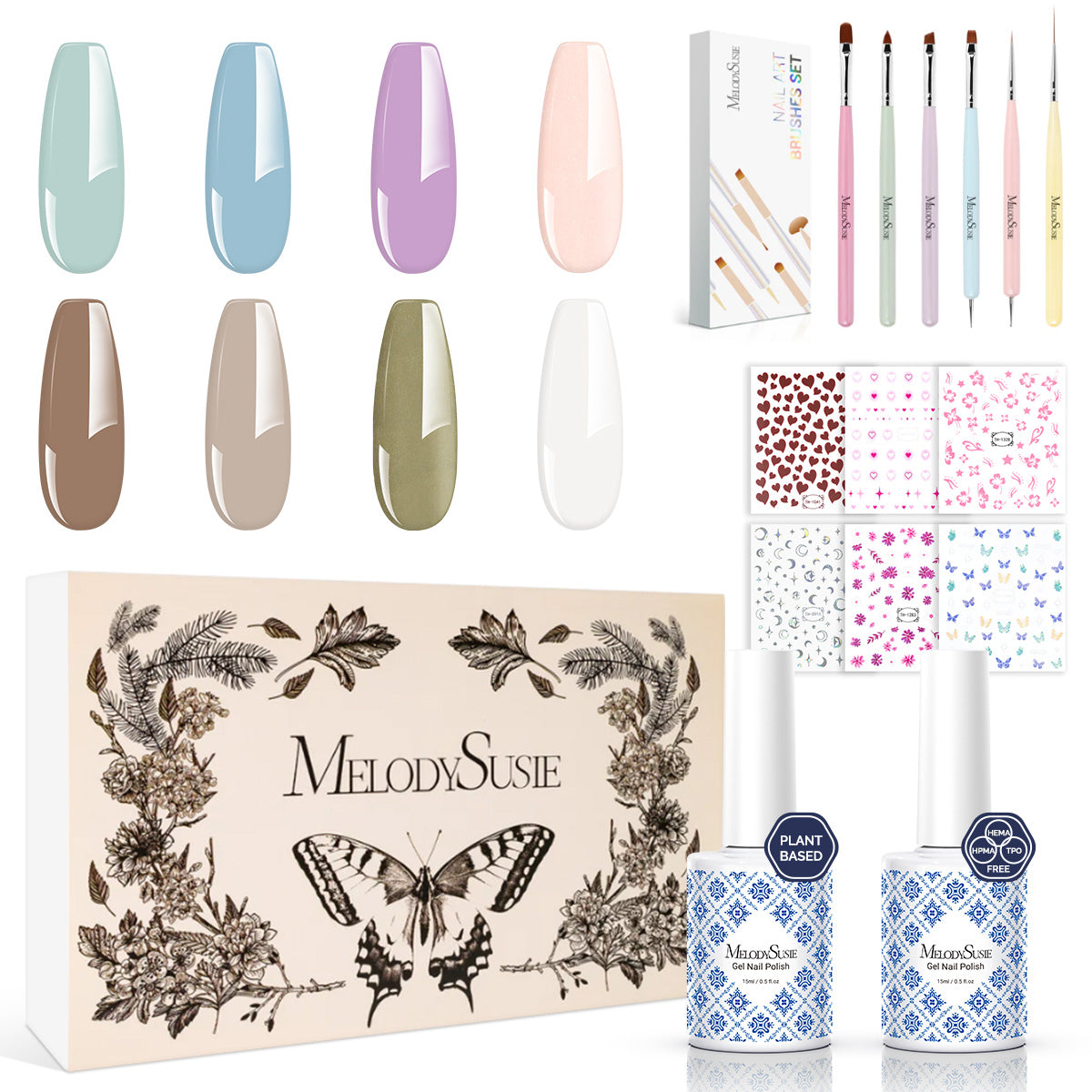 Fleurwee HEMA-Free & HPMA-Free & TPO-Free Plant-Based Floral Pathways Gel Polish Gift Box - 8 Colors