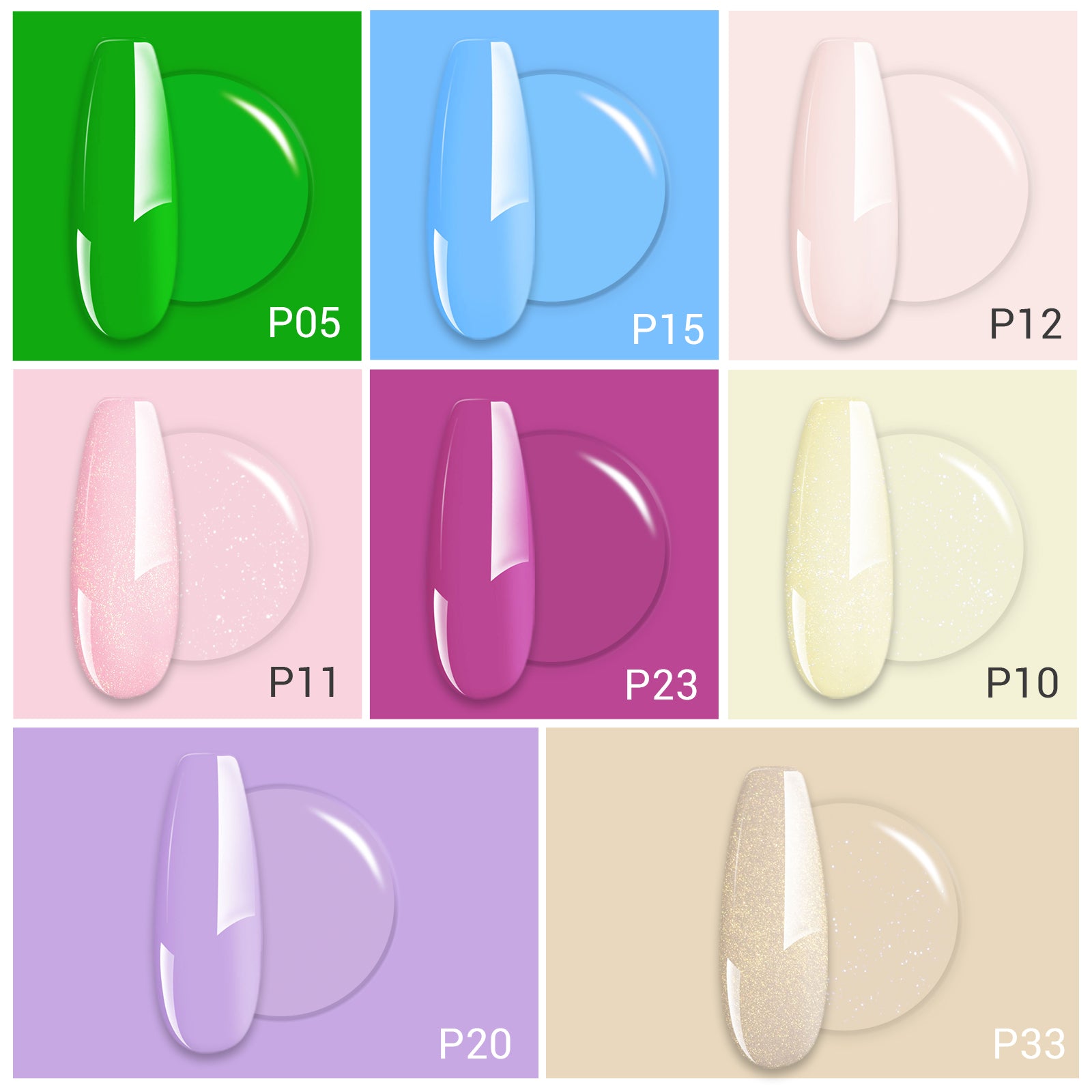 Fleurwee HEMA-Free & HPMA-Free & TPO-Free Plant-based Gel Nail Polish 8+1 Set - Macaron Palette - 图片2