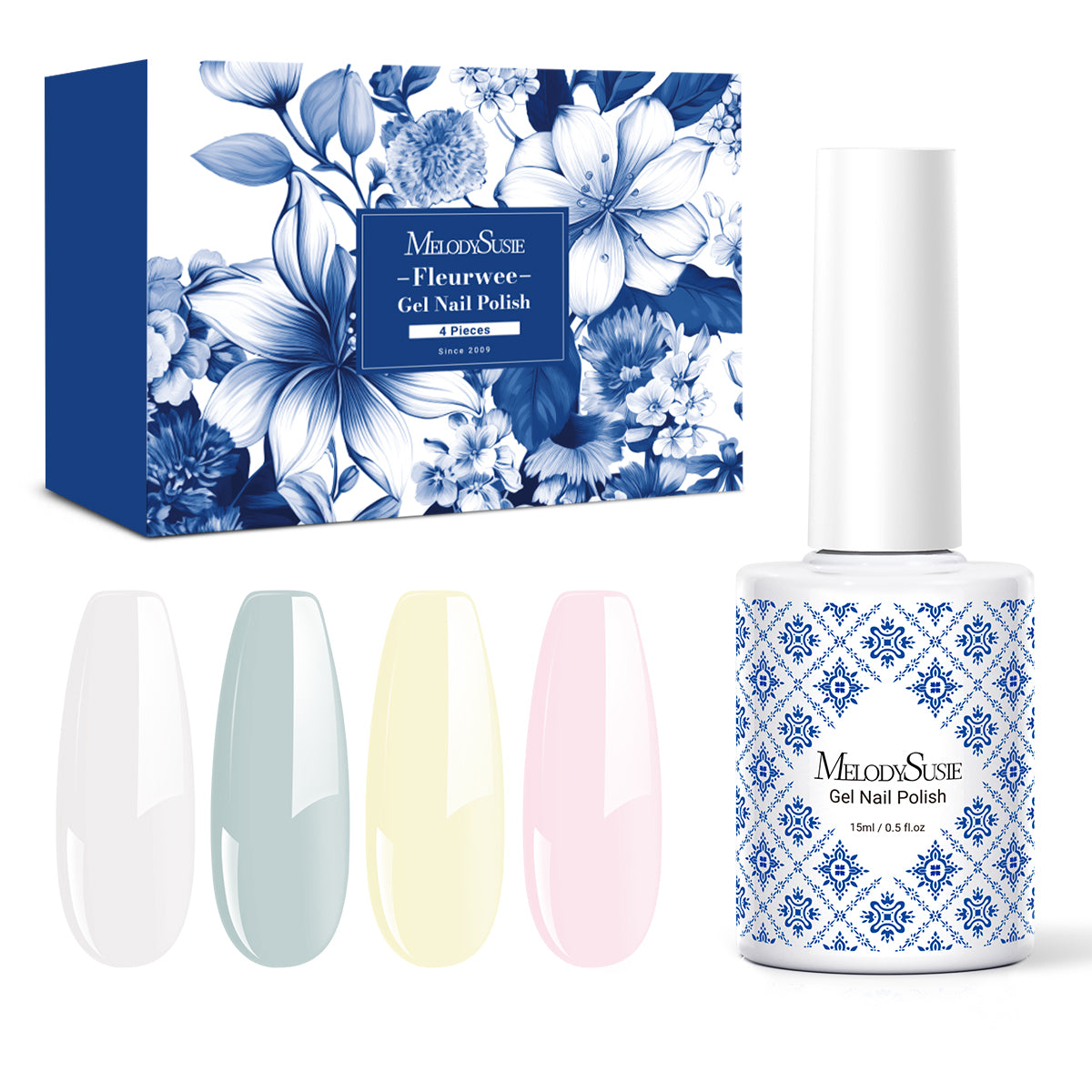 Fleurwee HEMA-Free & HPMA-Free & TPO-Free Plant-based Gel Nail Polish Set (0.5 fl oz/15ml) - Fresh Color