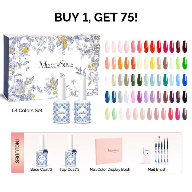 Fleurwee HEMA-Free & HPMA-Free & TPO-Free Plant-Based Gel Nail Polish Set - 64 Colors