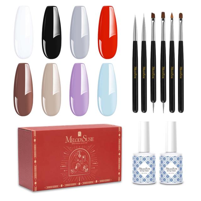 Fleurwee HEMA-Free & HPMA-Free & TPO-Free Plant-based Gel Nail Polish 8+1 Set - Sporty Chic