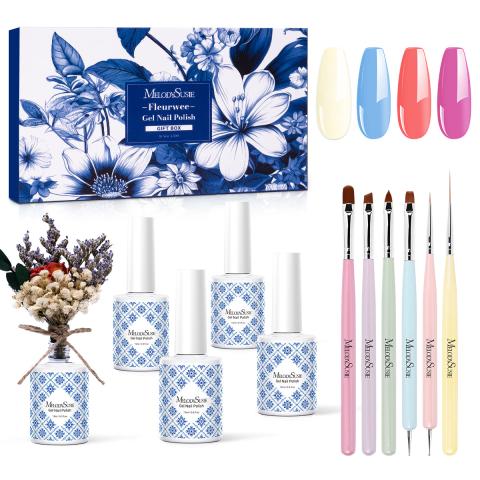 Fleurwee HEMA-Free & HPMA-Free & TPO-Free Plant-based Gel Nail Polish Summer Escape Gift Box - 0.5 fl oz/15ml