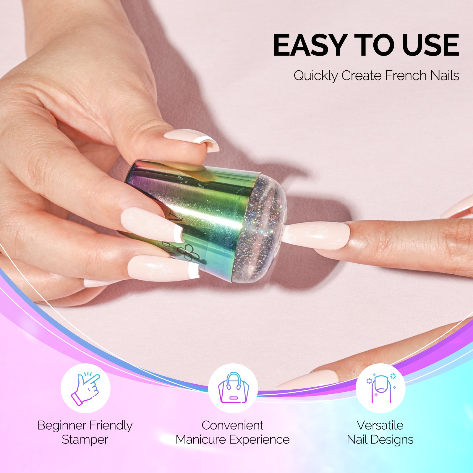 French Nail Stamper Kit 2PCS - Laser Glitter - 图片2