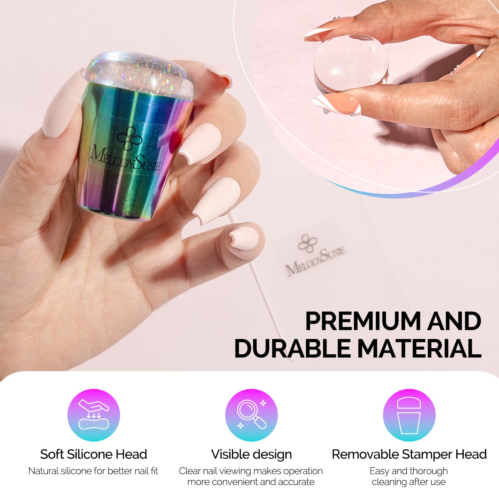 French Nail Stamper Kit 2PCS - Laser Glitter - 图片3