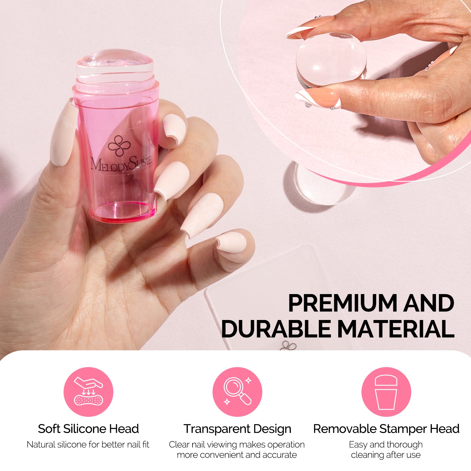 French Nail Stamper Kit 2PCS - Pink - 图片2