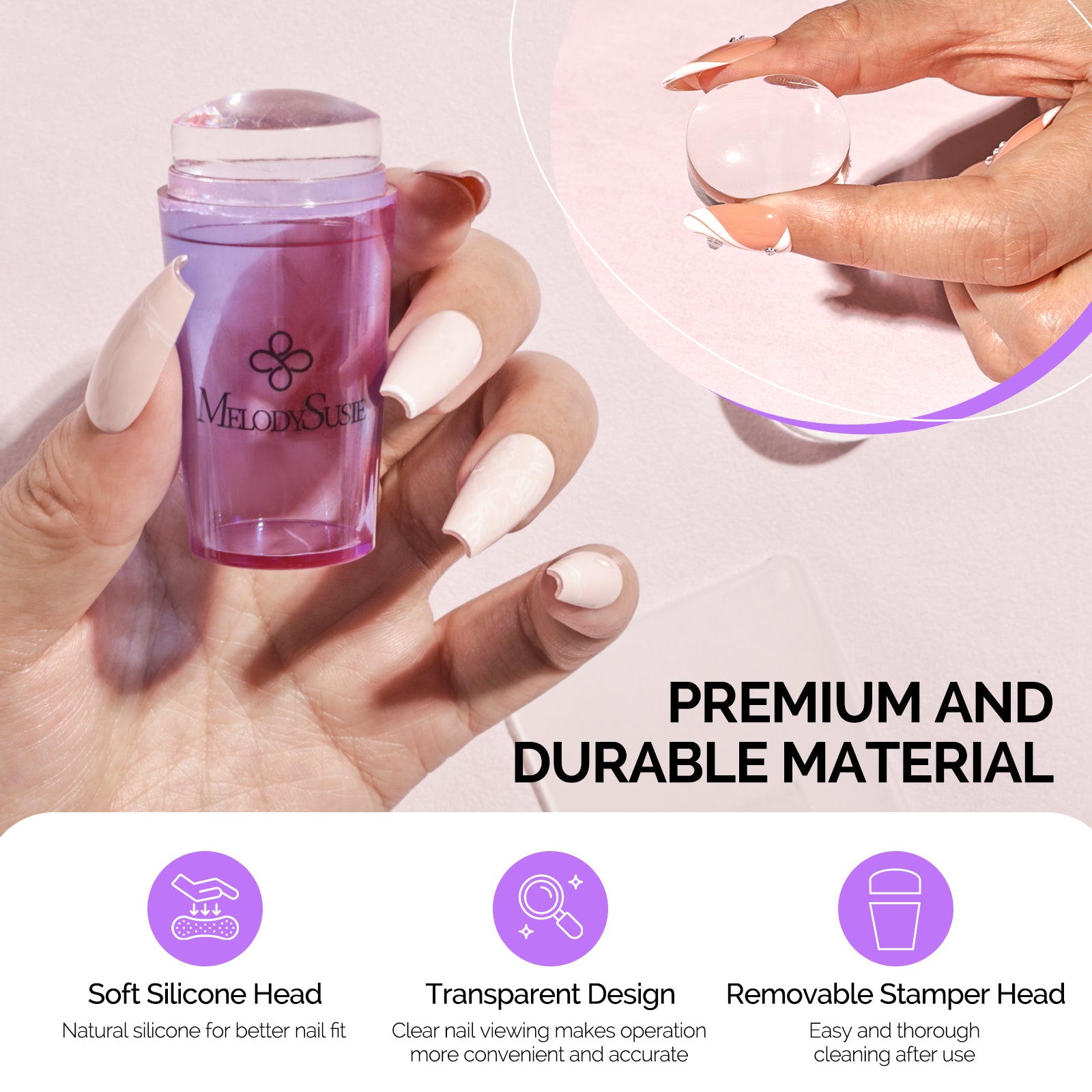 French Nail Stamper Kit 2PCS - Purple - 图片2