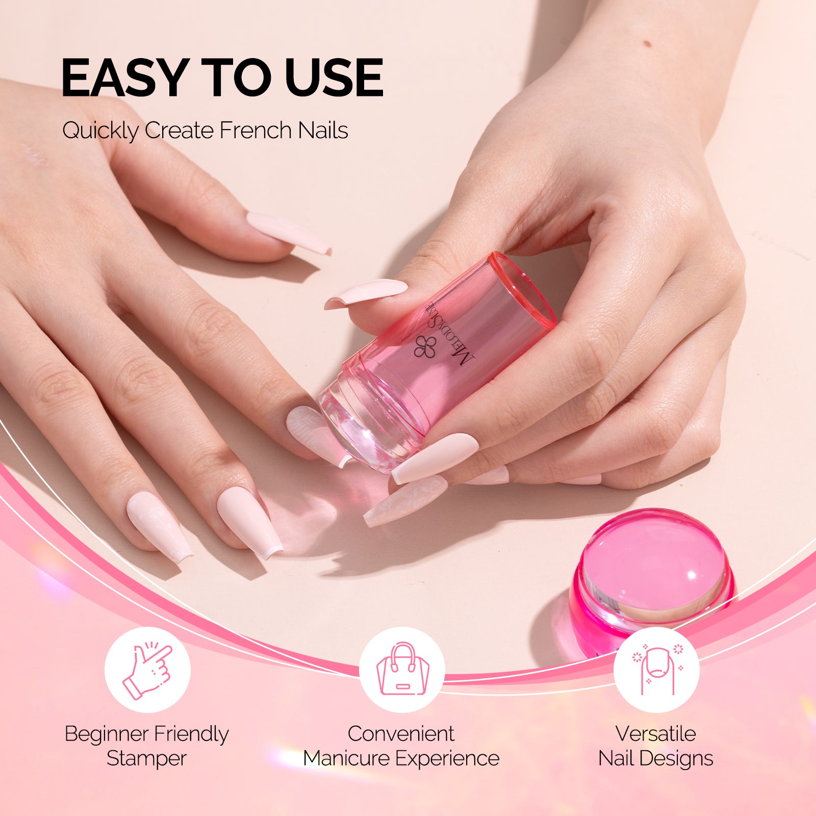 French Nail Stamper Kit 4PCS - Pink - 图片2
