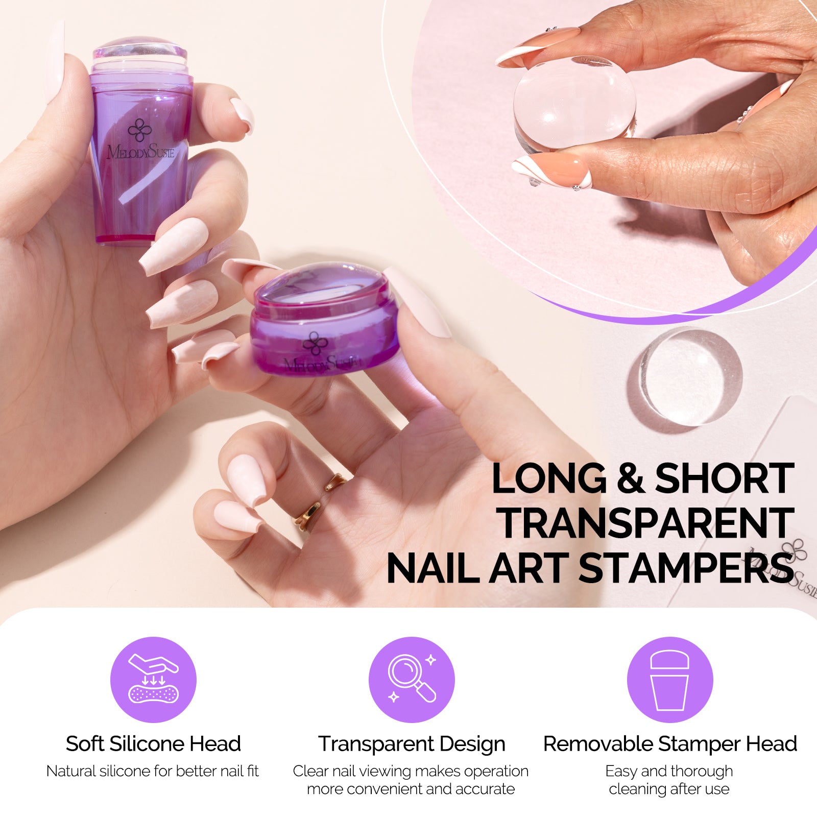 French Nail Stamper Kit 4PCS - Purple - 图片3