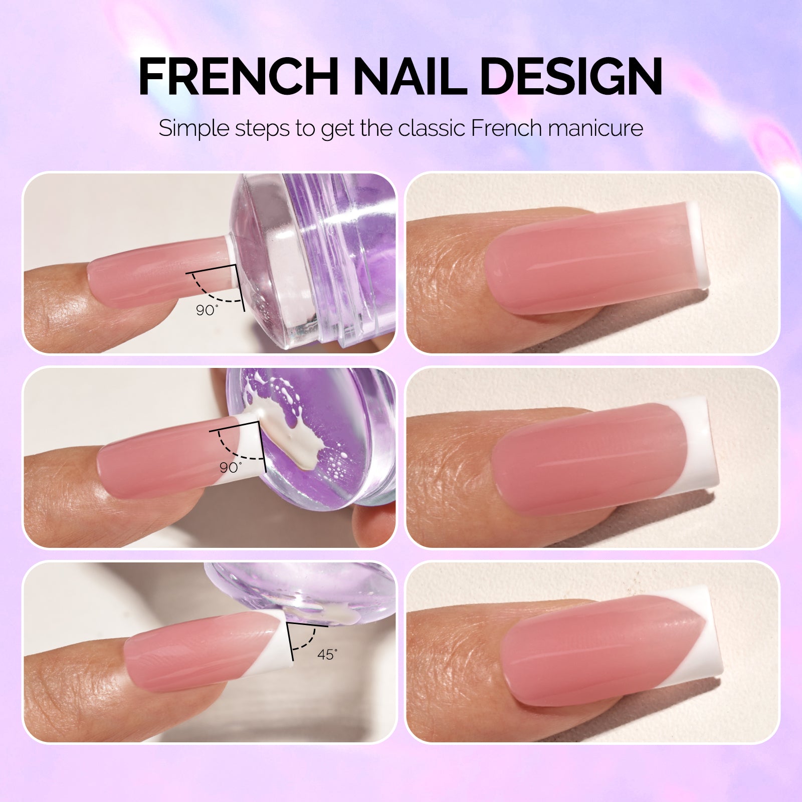 French Nail Stamper Kit 4PCS - Purple - 图片4
