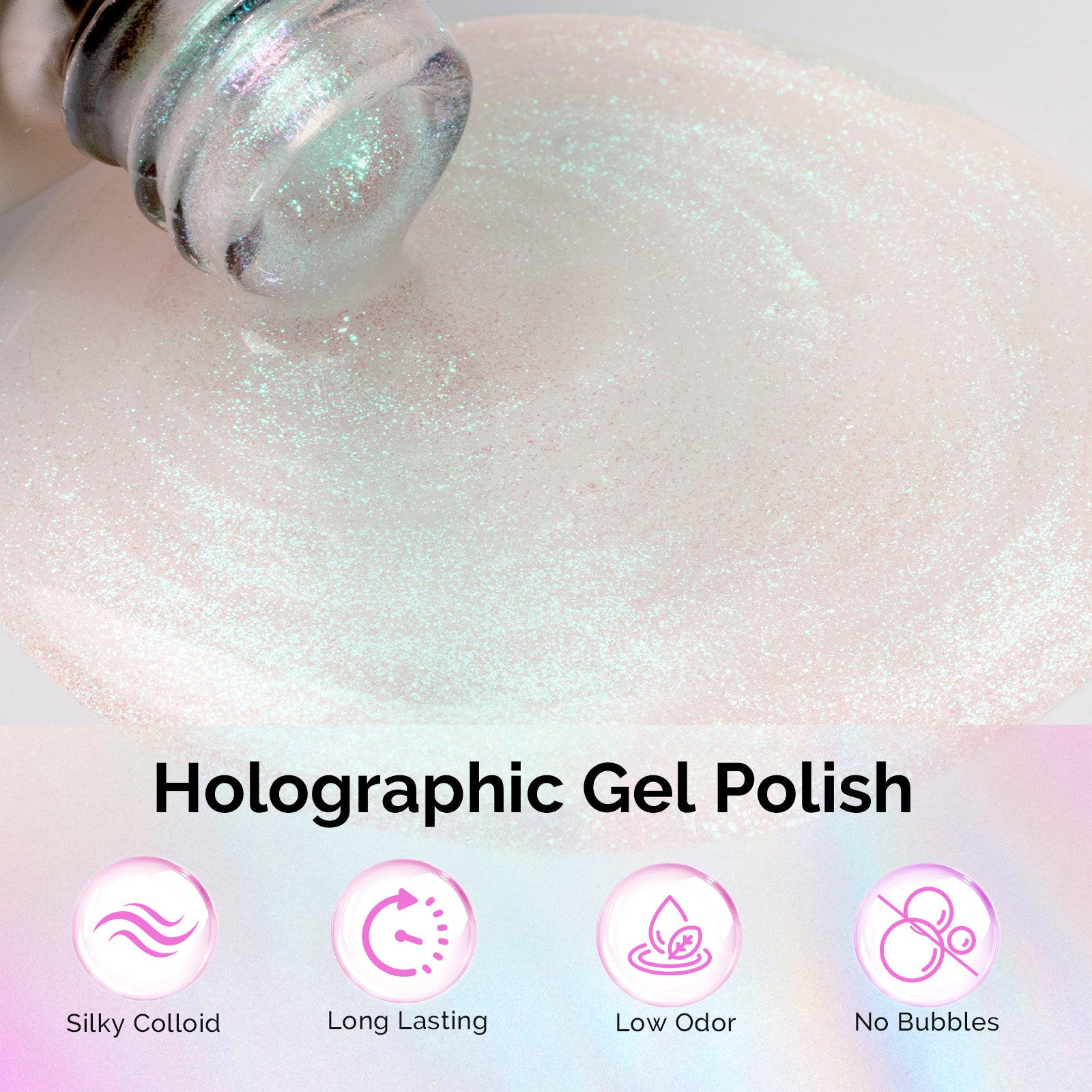 G2302 Jelly White Aurora Shimmer - TPO-Free Thick Gel Nail Polish(15ml) - 图片2