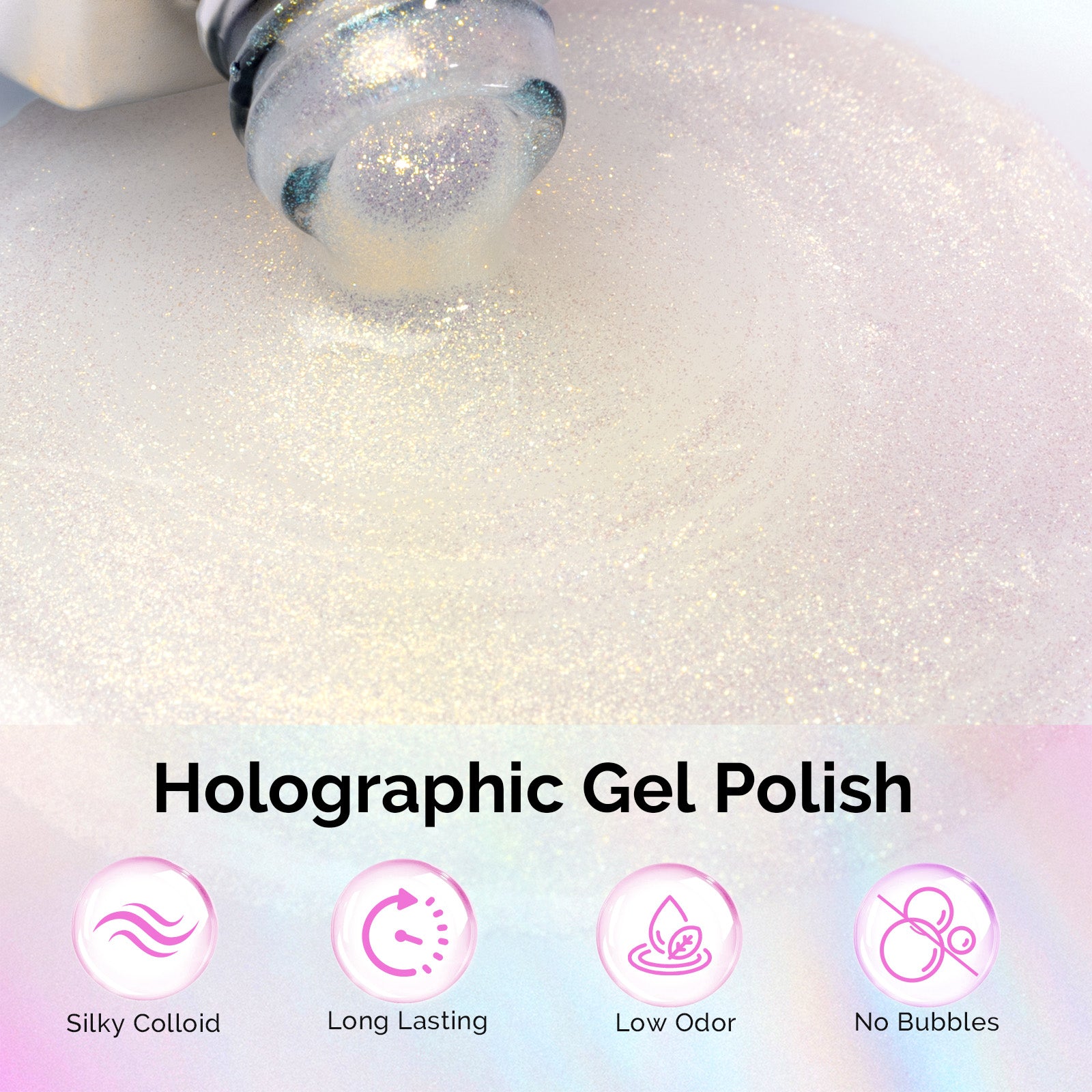 G2303 Jelly White Aurora Shimmer - TPO-Free Thick Gel Nail Polish(15ml) - 图片2