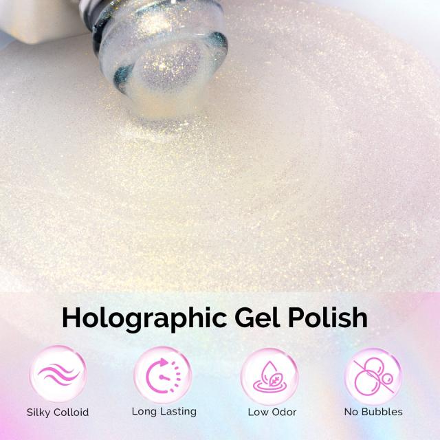 G2303 Jelly White Aurora Shimmer - TPO-Free Thick Gel Nail Polish(15ml)