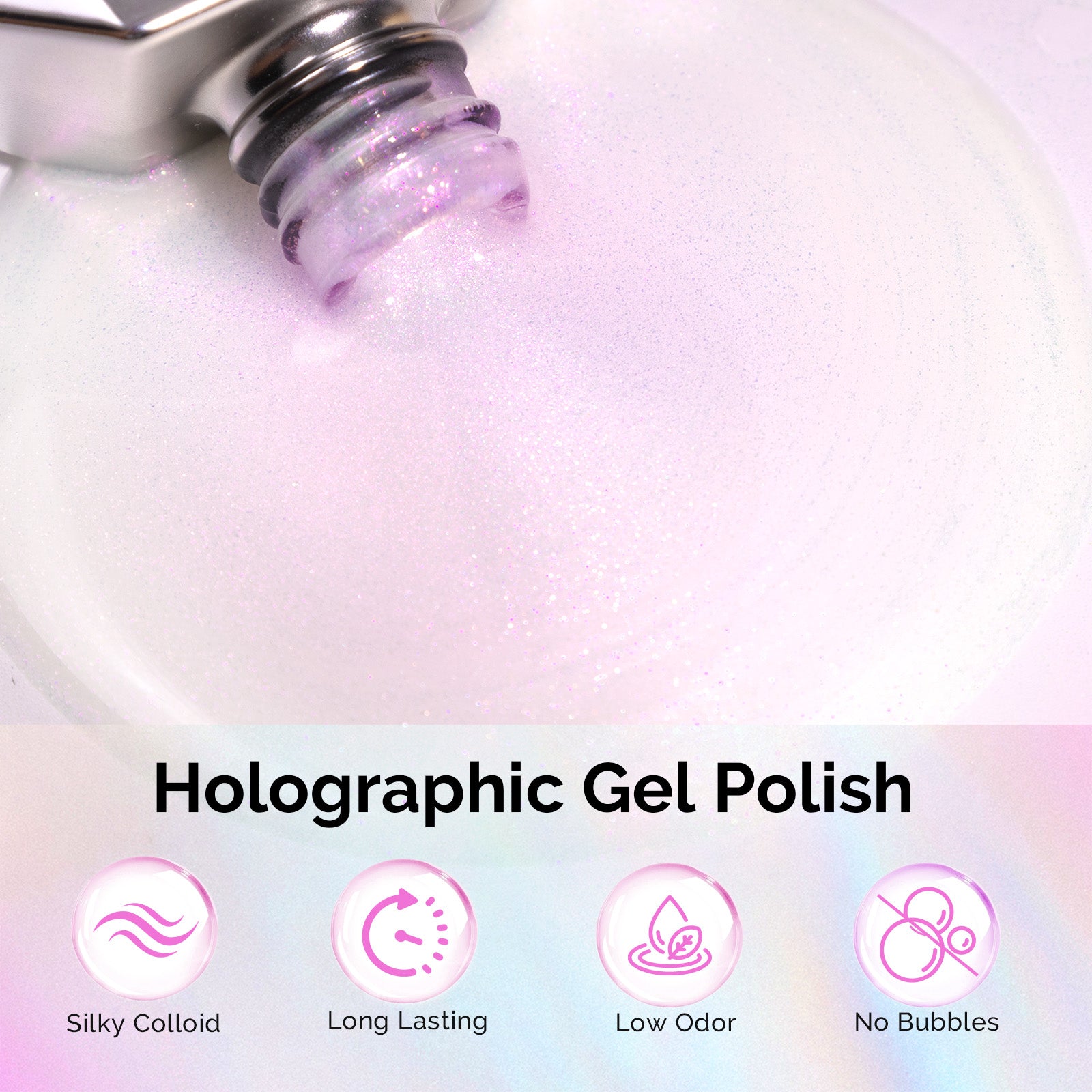 G2606 Pink Aurora Shimmer - TPO-Free Thick Gel Nail Polish(15ml) - 图片2