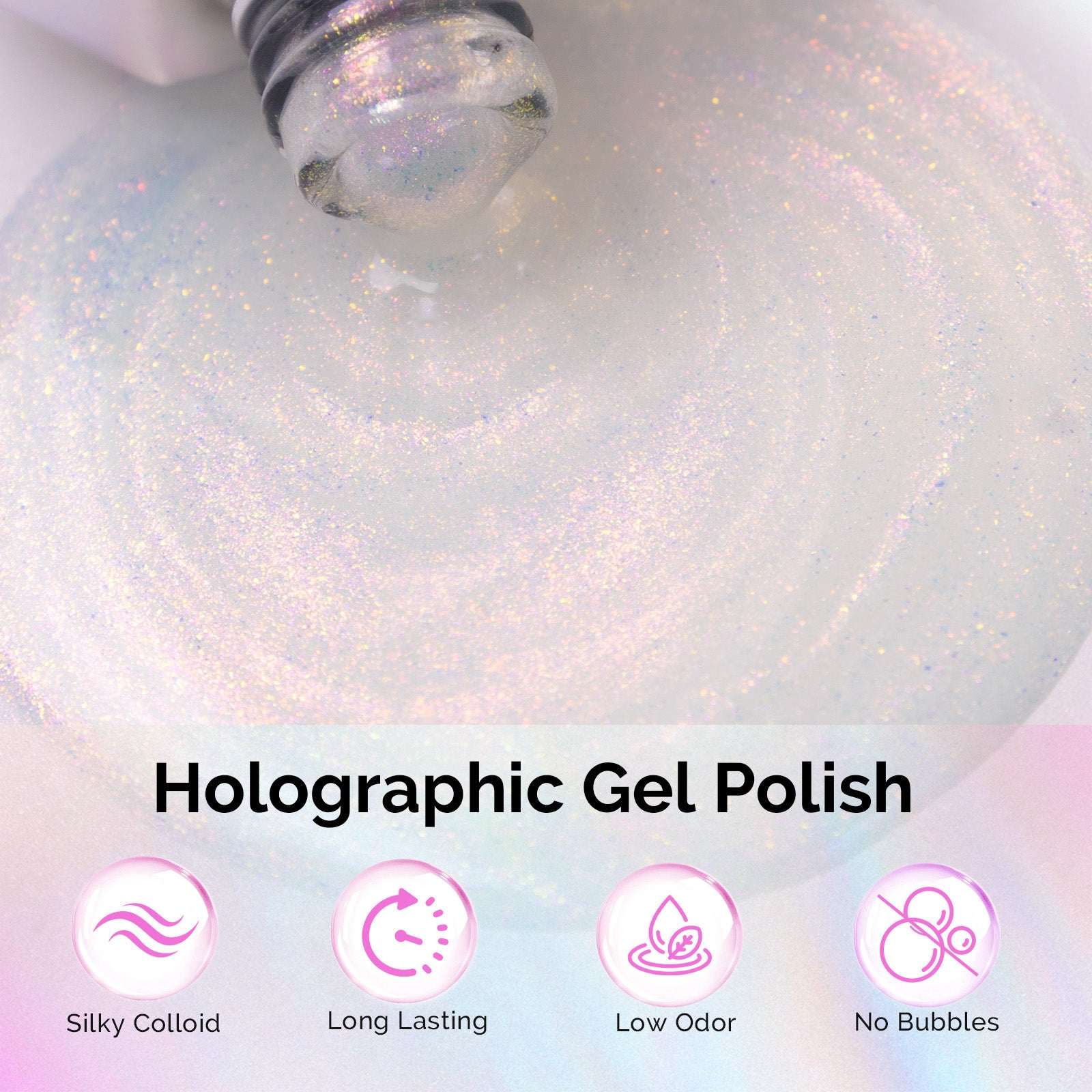 G2608 Shimmer Aurora Yellow Pink - TPO-Free Thick Gel Nail Polish(15ml) - 图片2