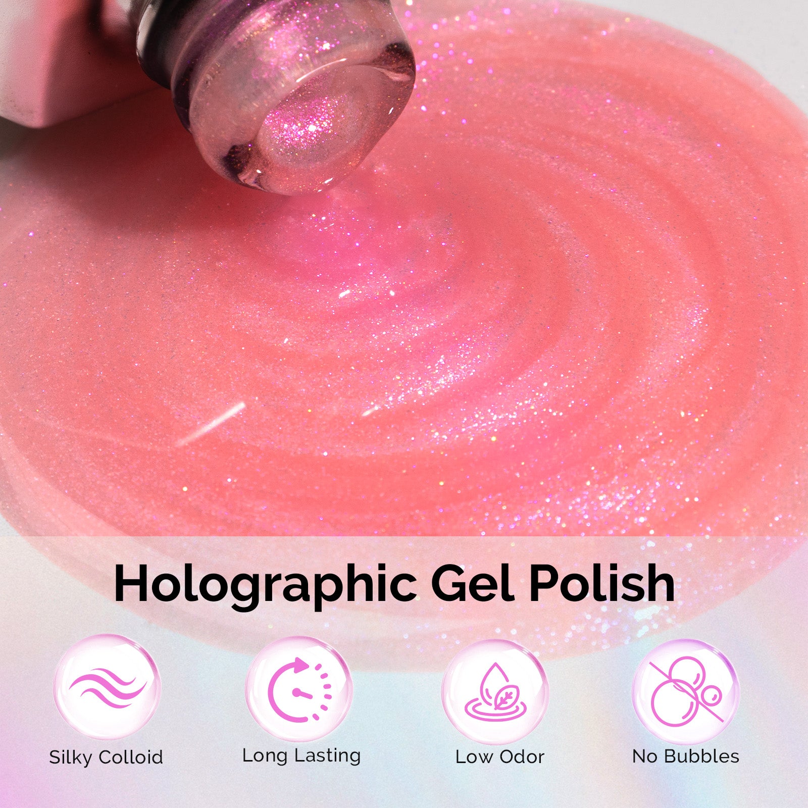 G2609 Jelly Pink Aurora Shimmer - TPO-Free Thick Gel Nail Polish(15ml) - 图片2