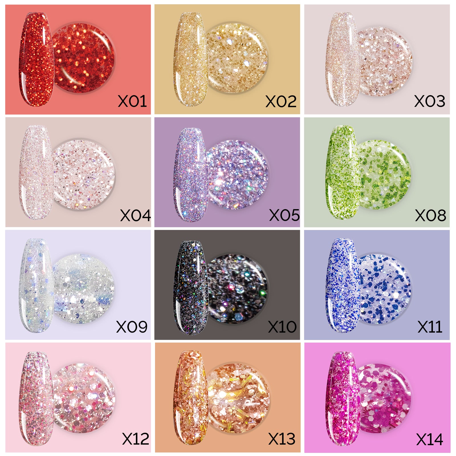 Galaliver Glitter Gel Nail Polish Set - 12 Colors - 图片2