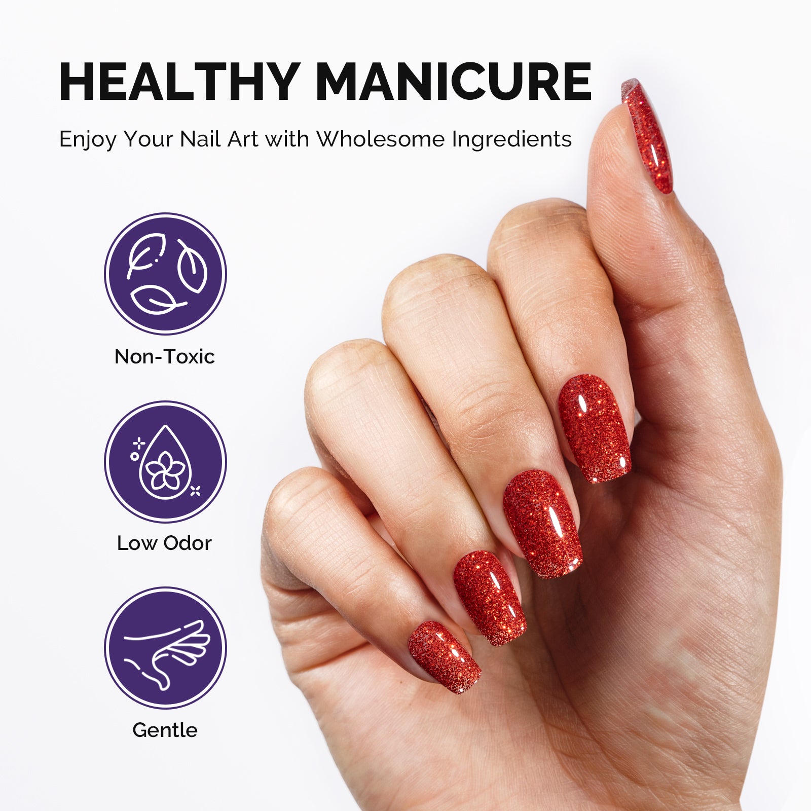 Galaliver Glitter Gel Nail Polish 15ml - X01 Hot Red - 图片4