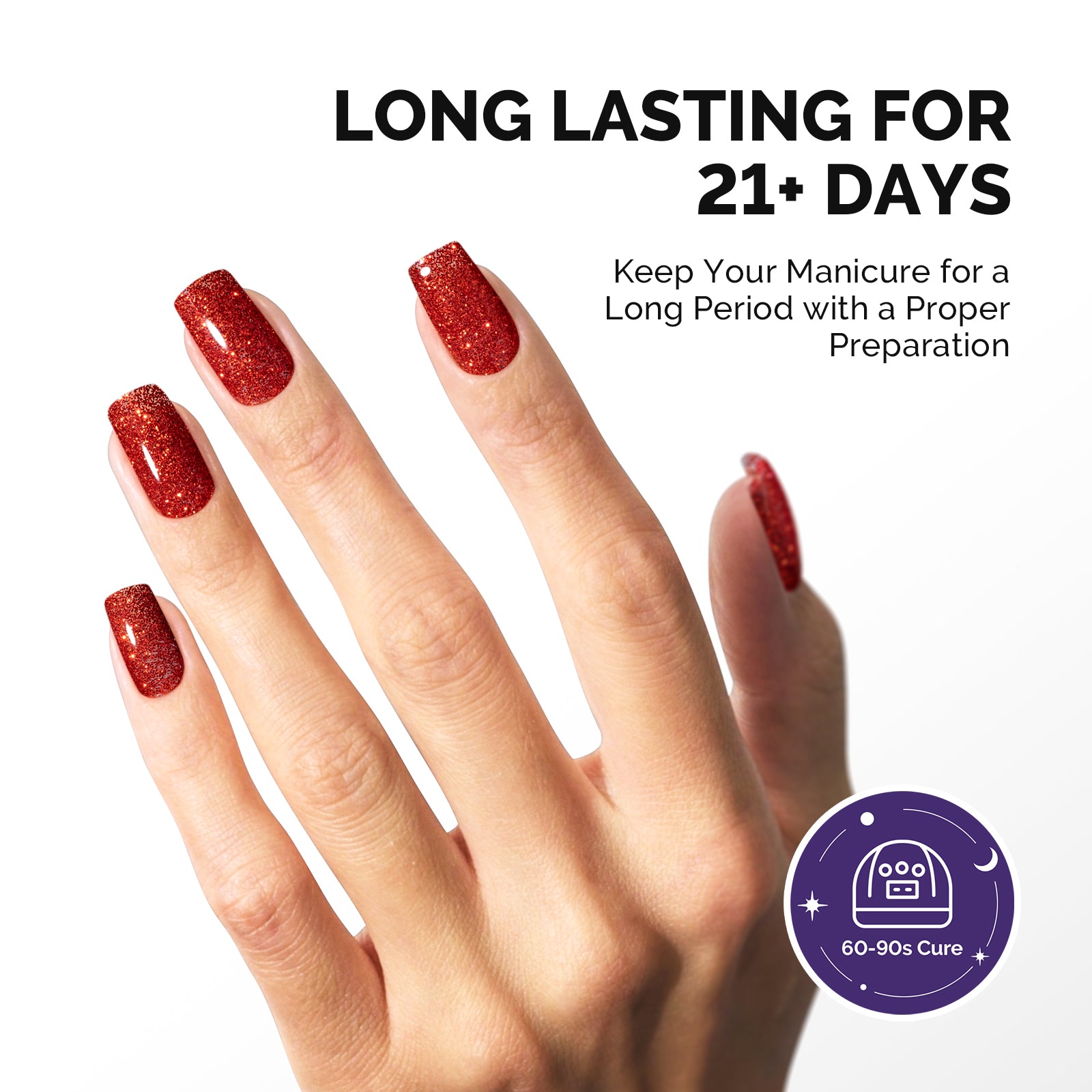 Galaliver Glitter Gel Nail Polish 15ml - X01 Hot Red - 图片5