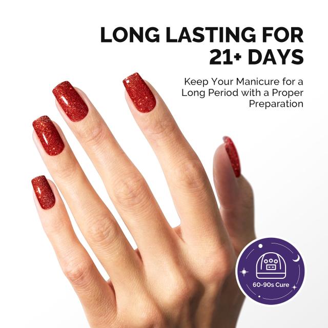 Galaliver Glitter Gel Nail Polish 15ml - X01 Hot Red