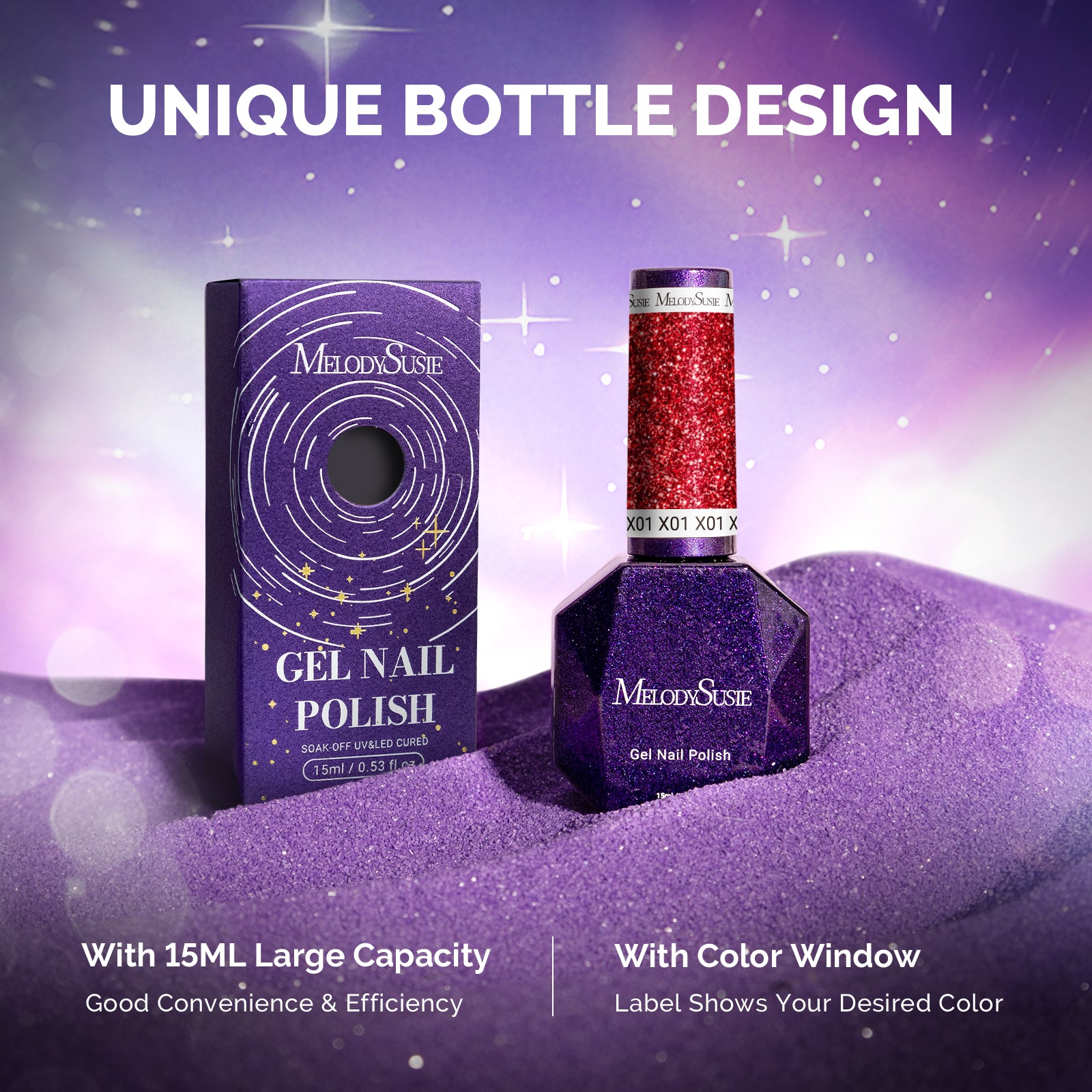 Galaliver Glitter Gel Nail Polish 15ml - X01 Hot Red - 图片6