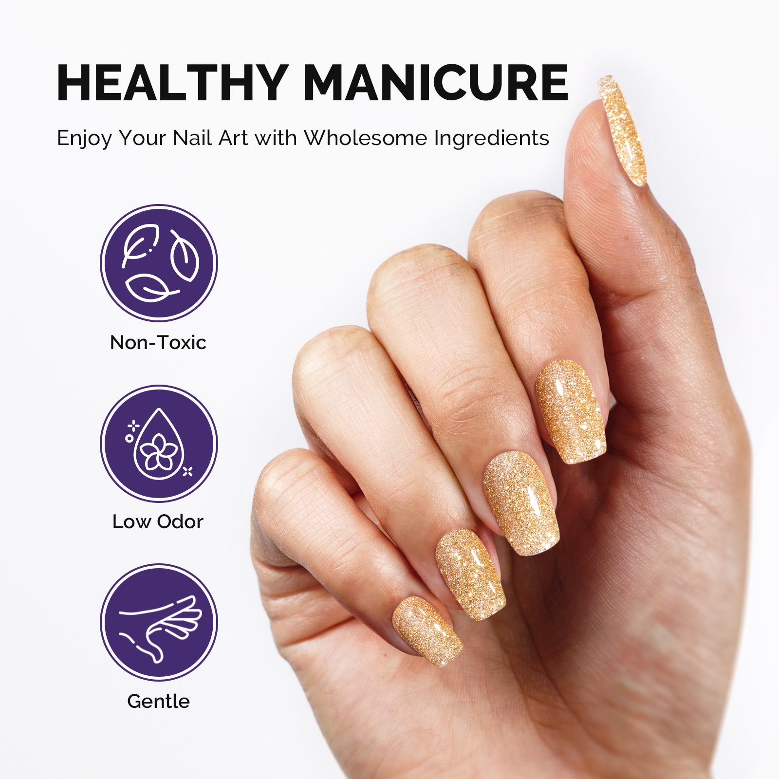 Galaliver Glitter Gel Nail Polish 15ml - X02 Noble Gold - 图片4