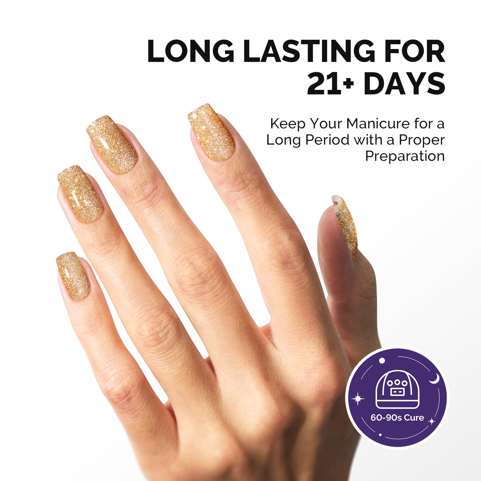 Galaliver Glitter Gel Nail Polish 15ml - X02 Noble Gold - 图片5