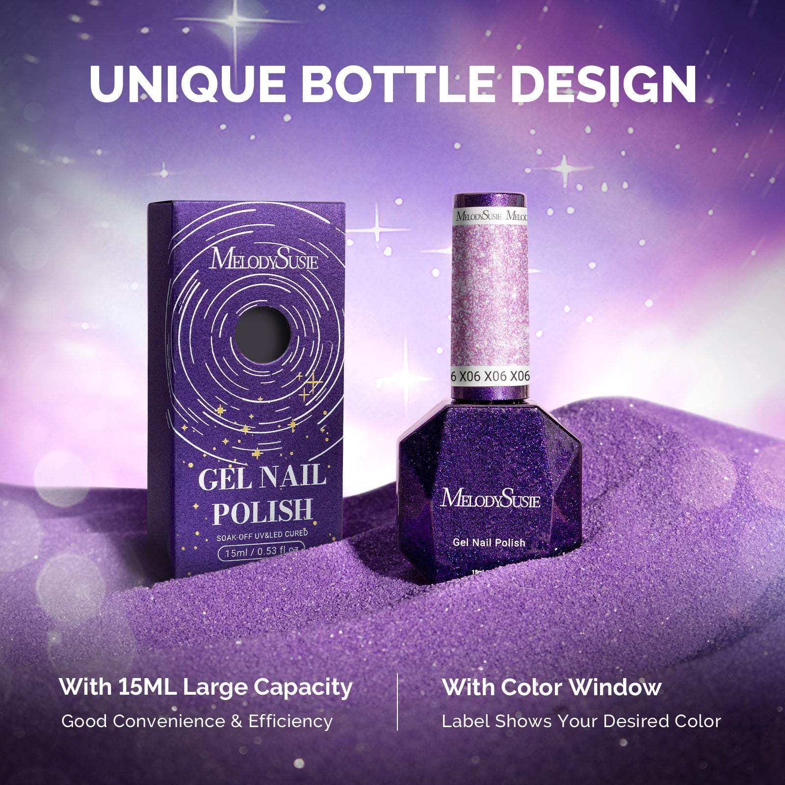 Galaliver Glitter Gel Nail Polish 15ml - X06 Free Purple - 图片6