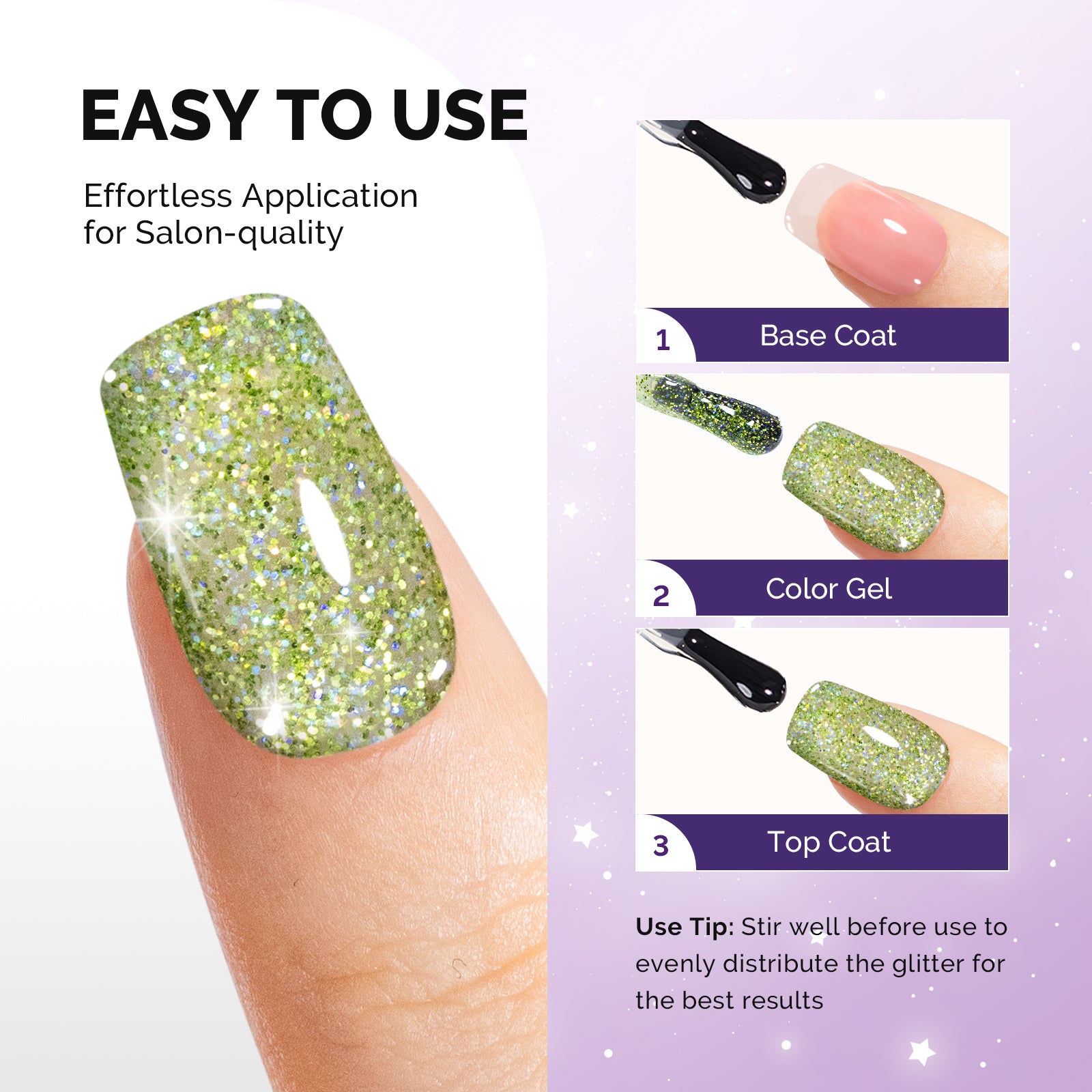 Galaliver Glitter Gel Nail Polish 15ml - X08 Elf Green - 图片3