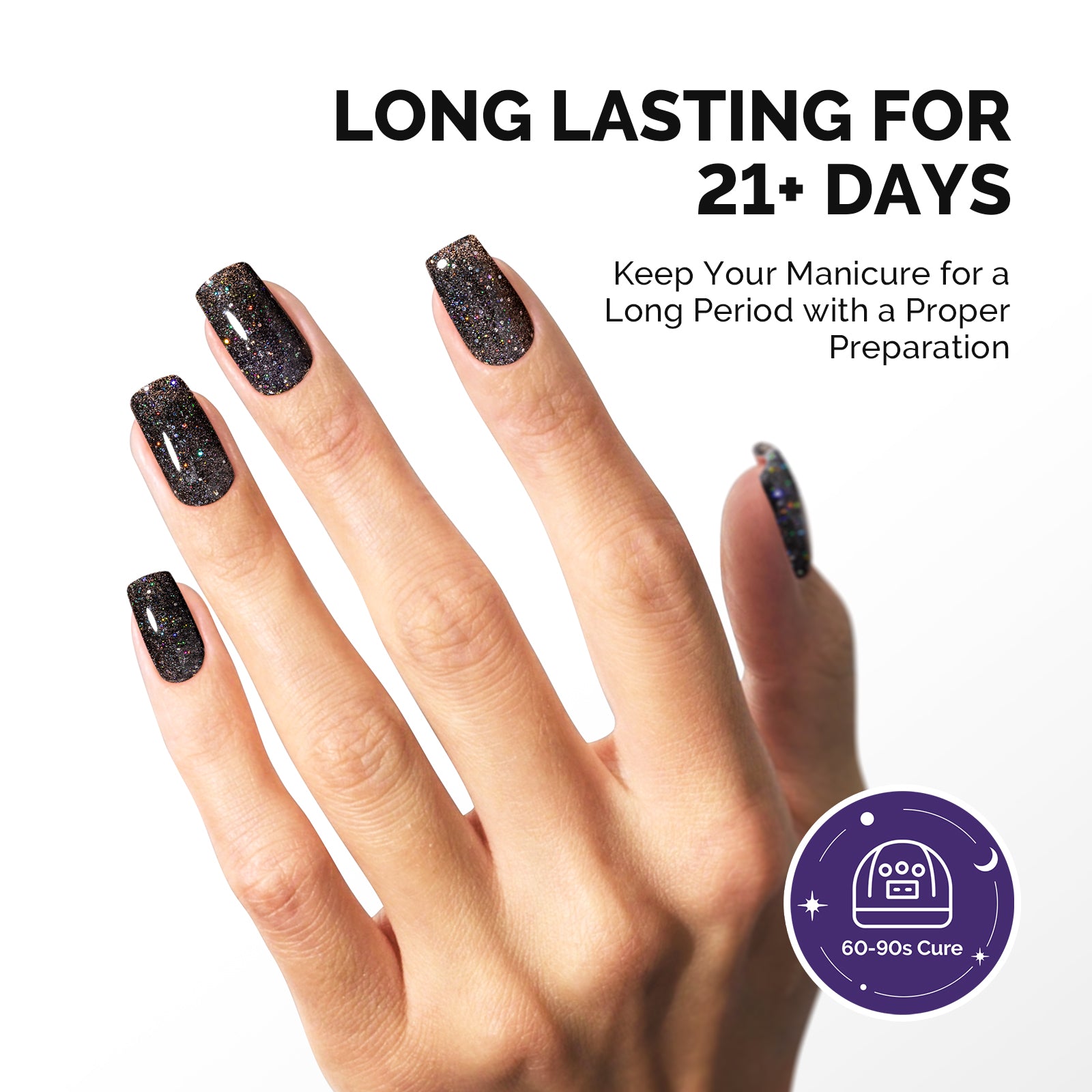 Galaliver Glitter Gel Nail Polish 15ml - X10 Colorful Black - 图片5