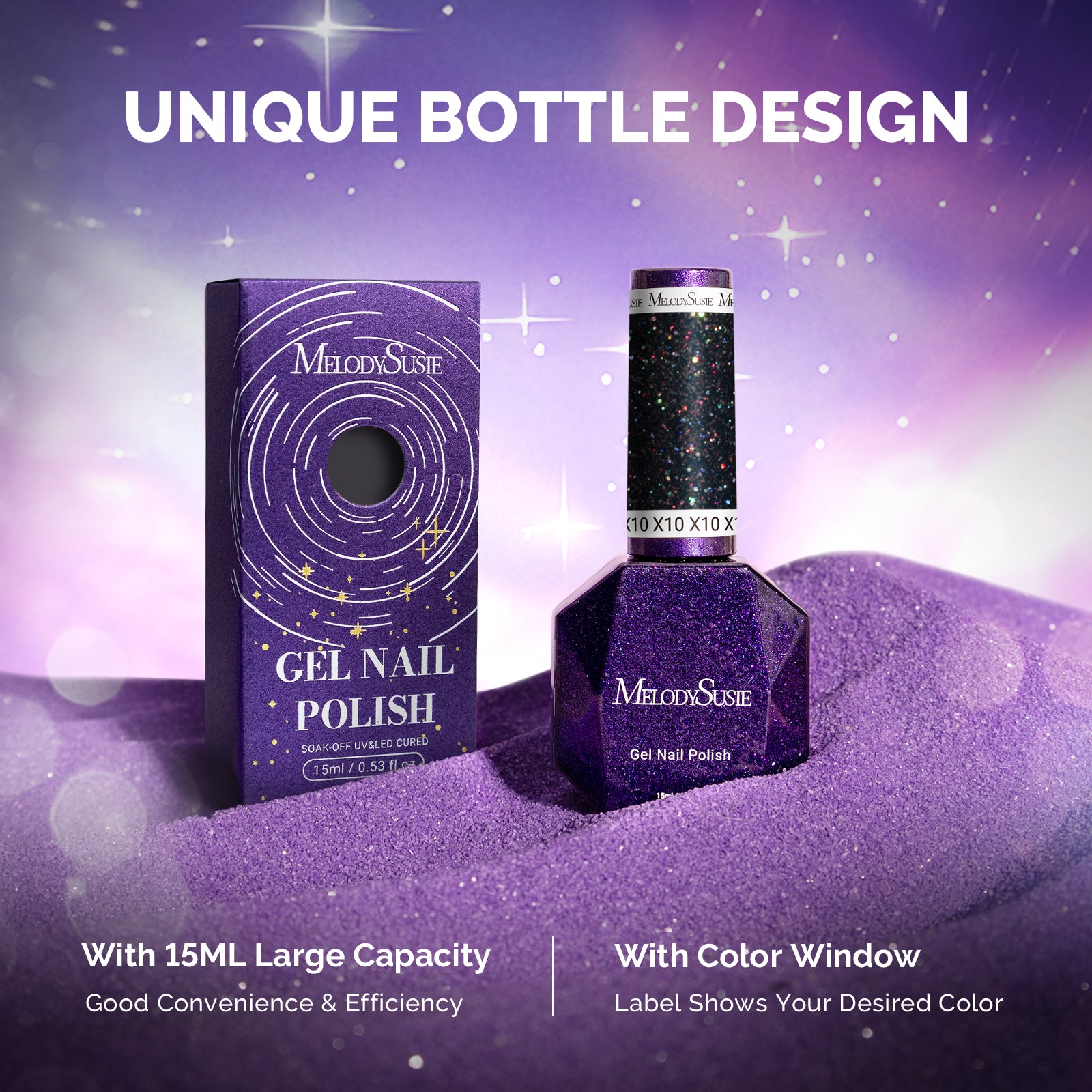 Galaliver Glitter Gel Nail Polish 15ml - X10 Colorful Black - 图片6