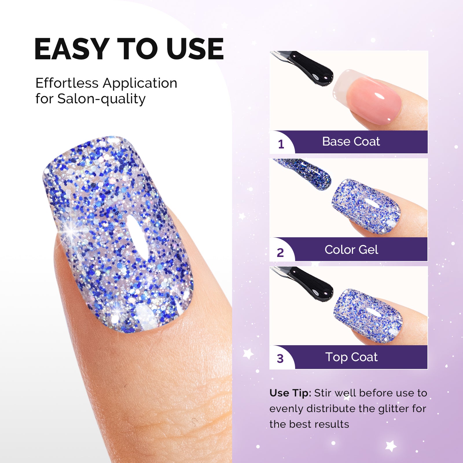 Galaliver Glitter Gel Nail Polish 15ml - X11 Starry Blue - 图片3