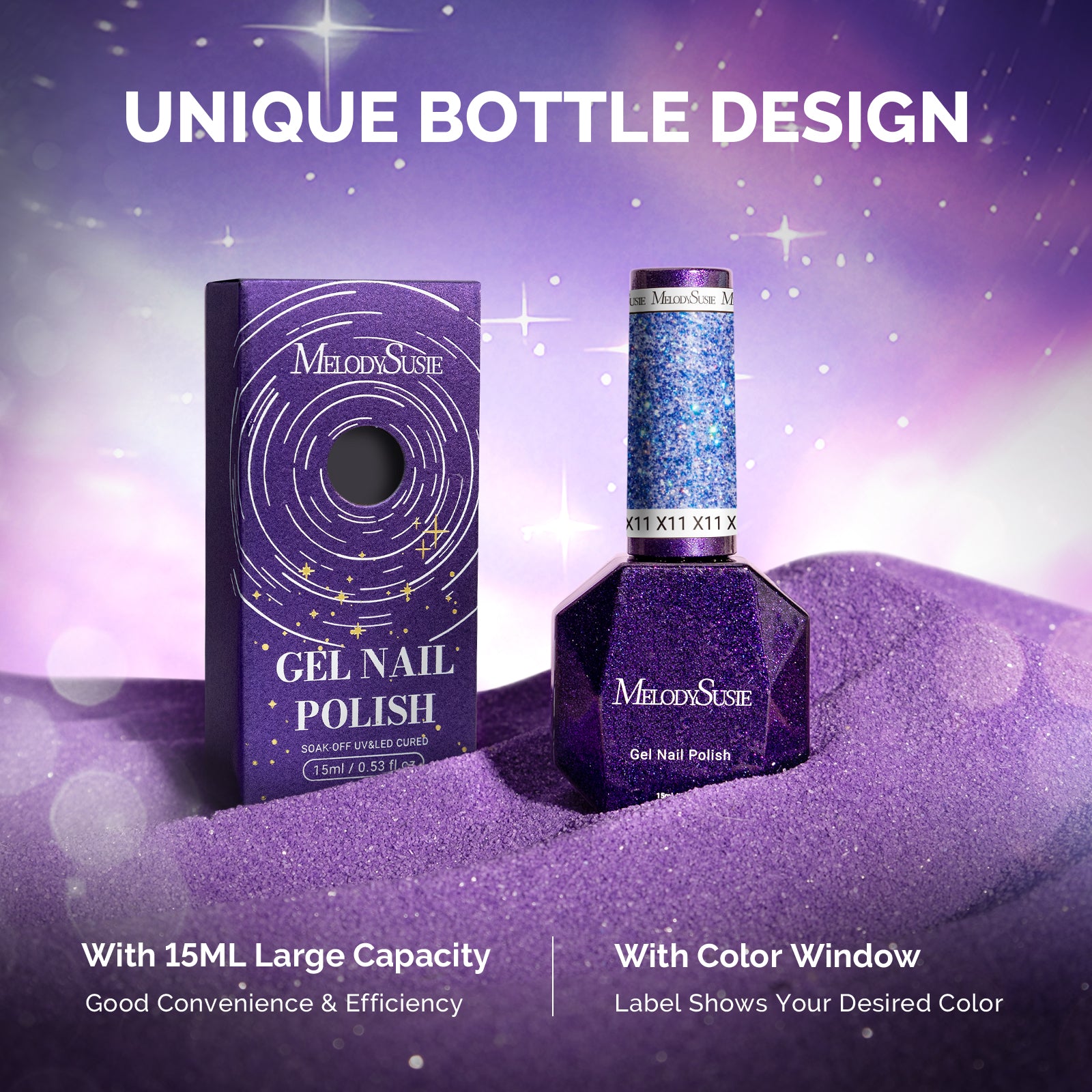 Galaliver Glitter Gel Nail Polish 15ml - X11 Starry Blue - 图片6