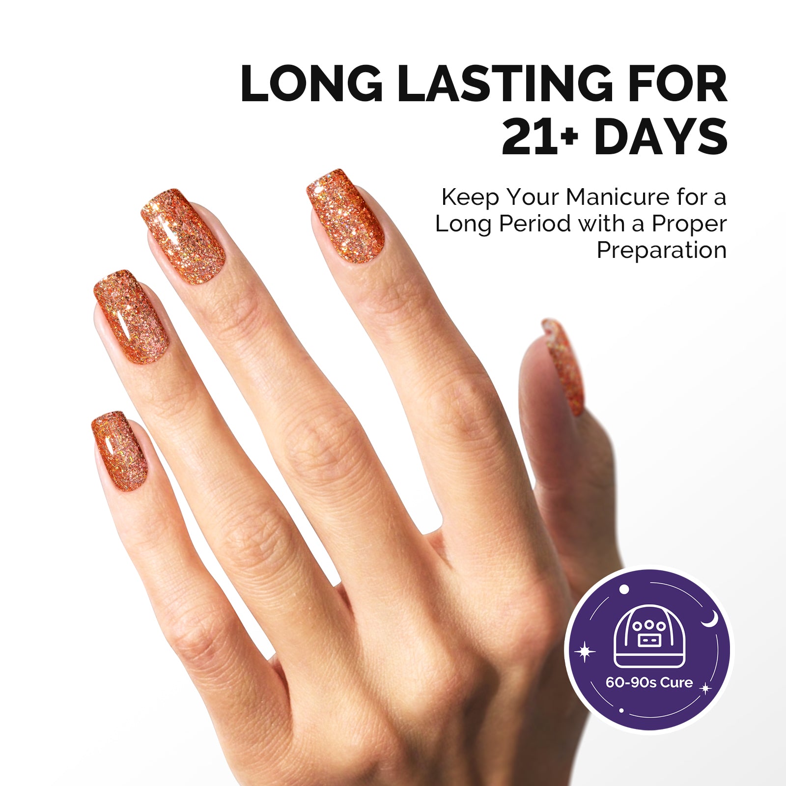 Galaliver Glitter Gel Nail Polish 15ml - X13 Happy Orange - 图片5