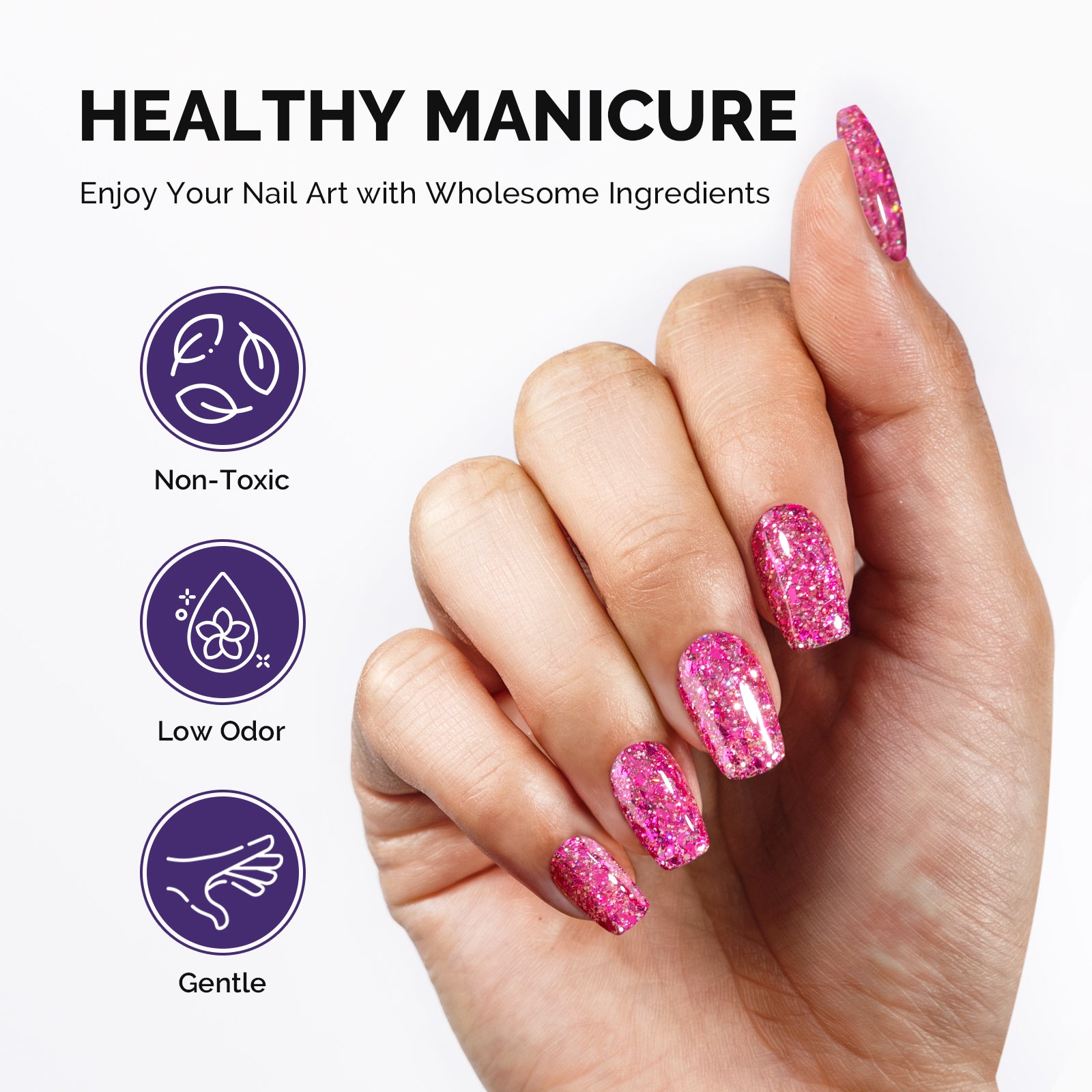 Galaliver Glitter Gel Nail Polish 15ml - X14 Romantic Pink - 图片4