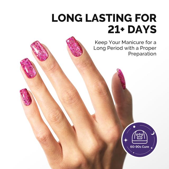 Galaliver Glitter Gel Nail Polish 15ml - X14 Romantic Pink