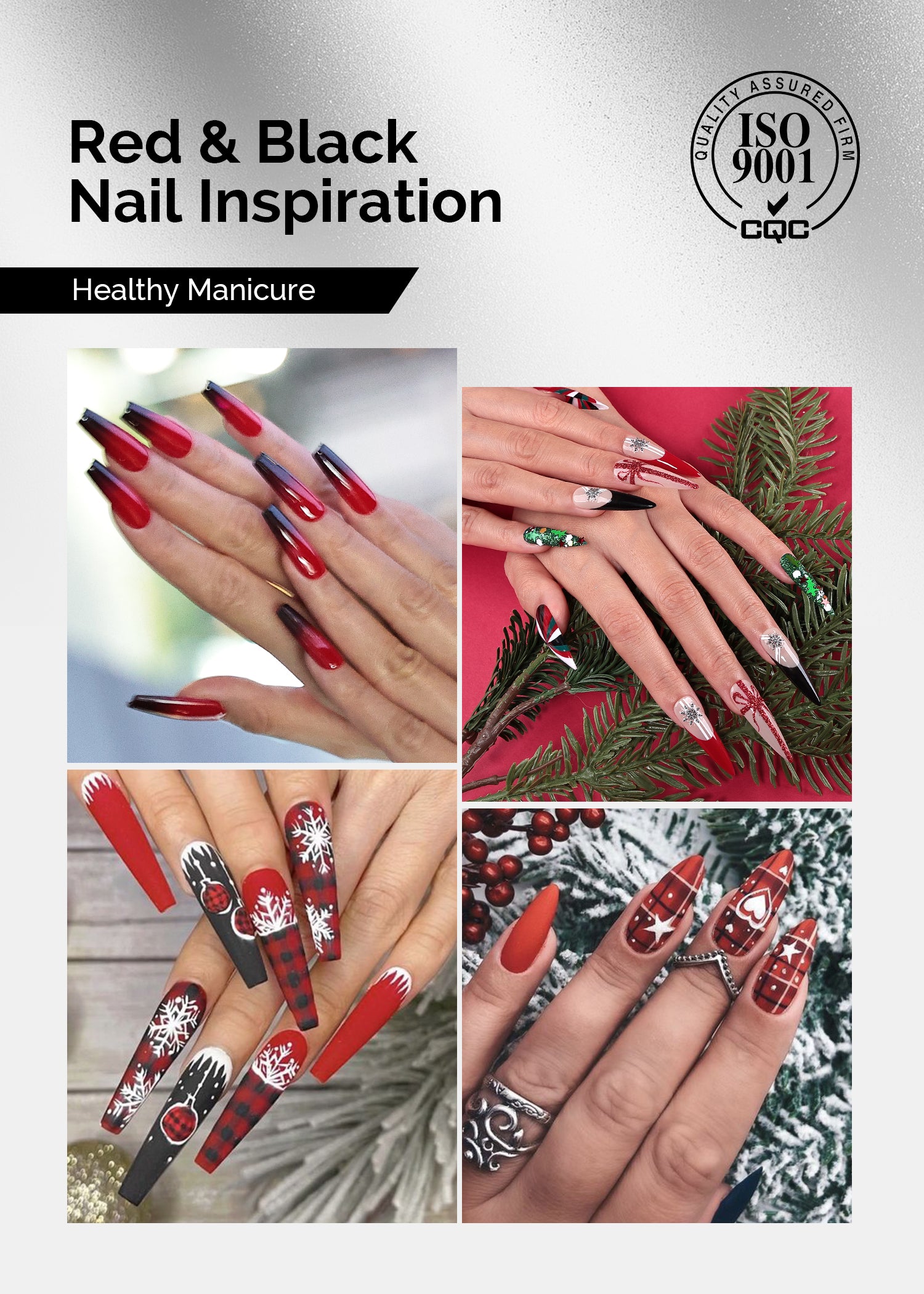 TPO-Free Thick Gel Nail Polish Black and Red 2 Pack 15ml - 图片2