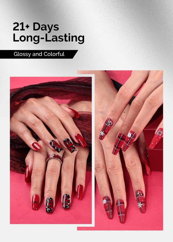 TPO-Free Thick Gel Nail Polish Black and Red 2 Pack 15ml