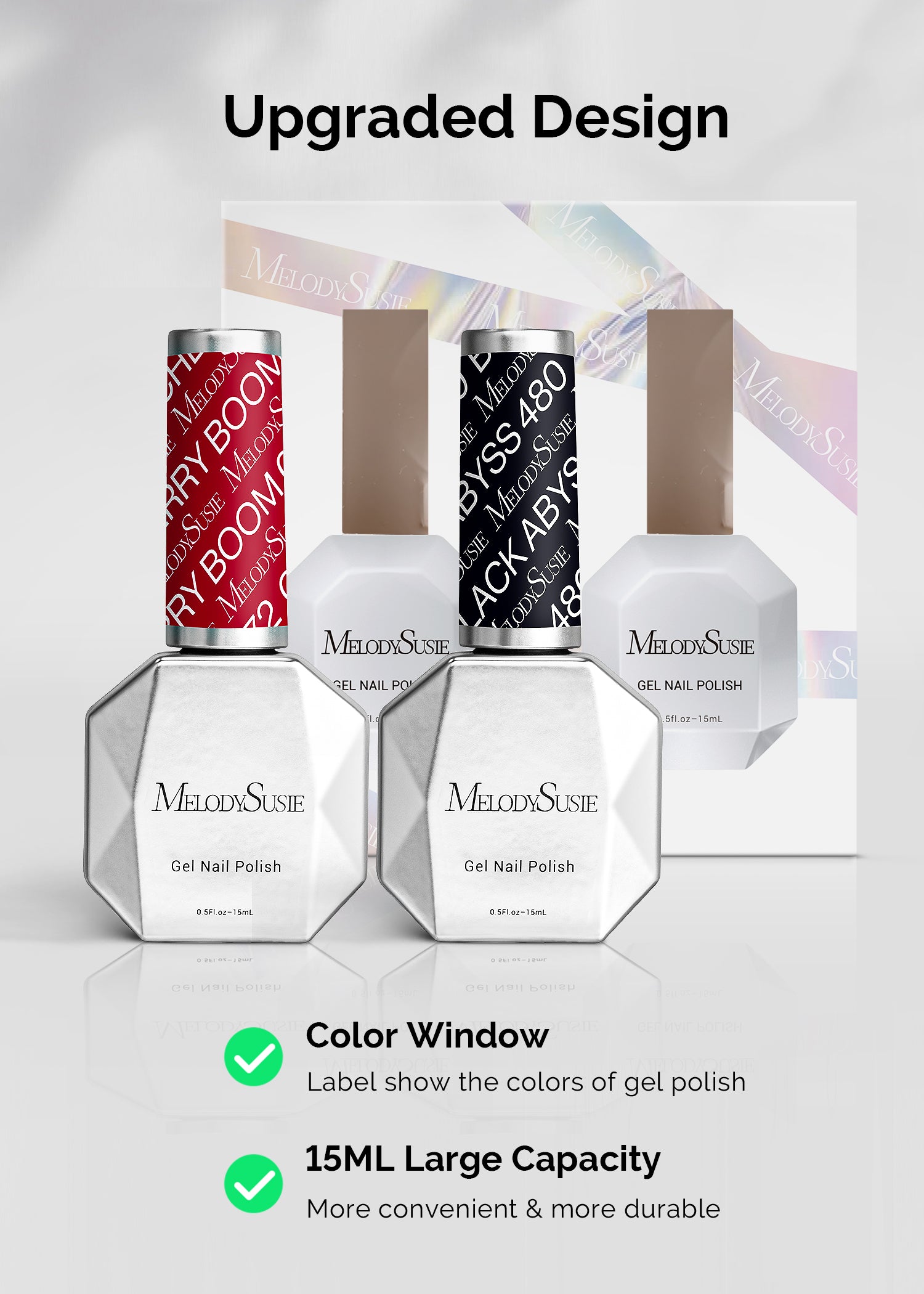 TPO-Free Thick Gel Nail Polish Black and Red 2 Pack 15ml - 图片5