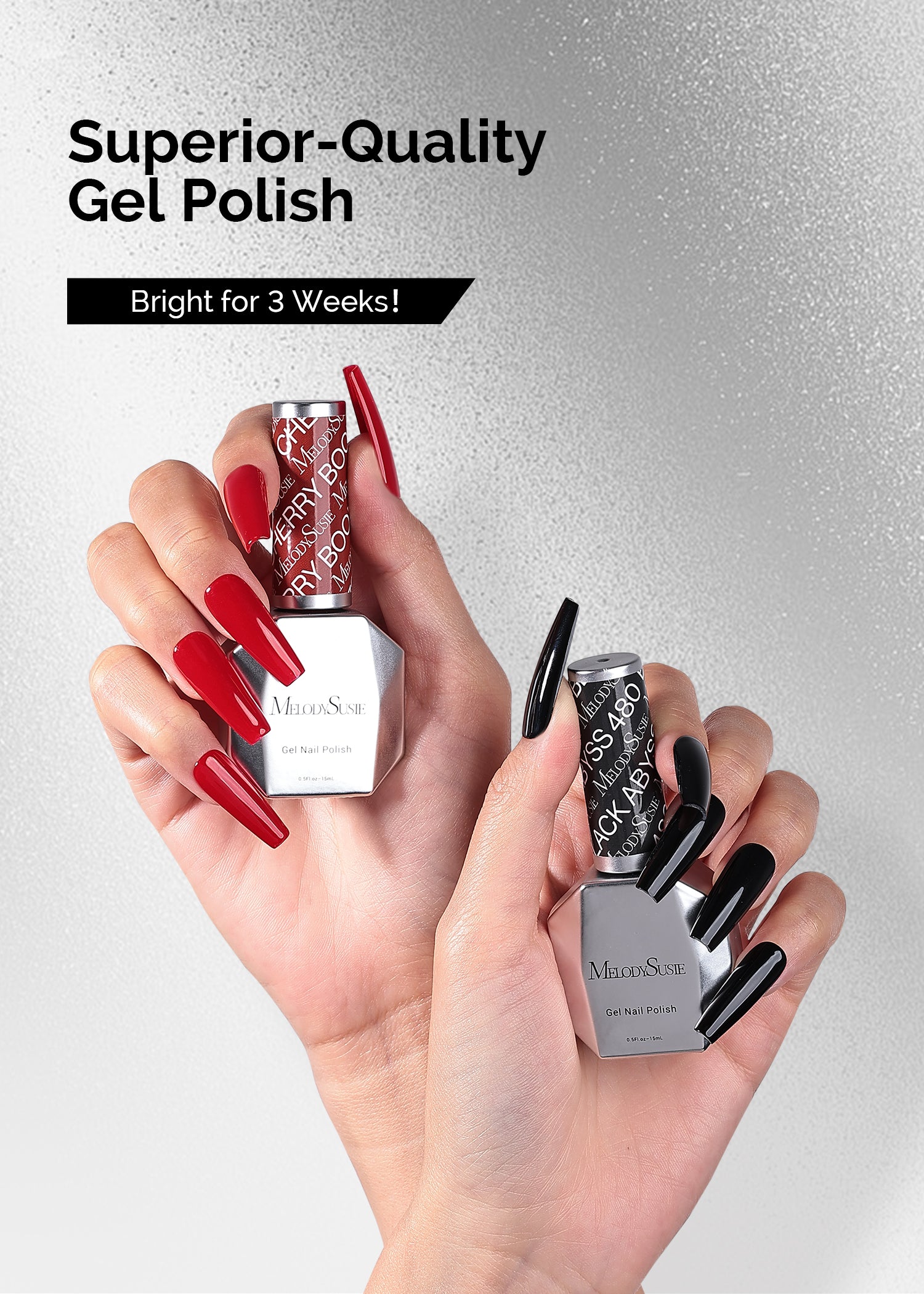 TPO-Free Thick Gel Nail Polish Black and Red 2 Pack 15ml - 图片7