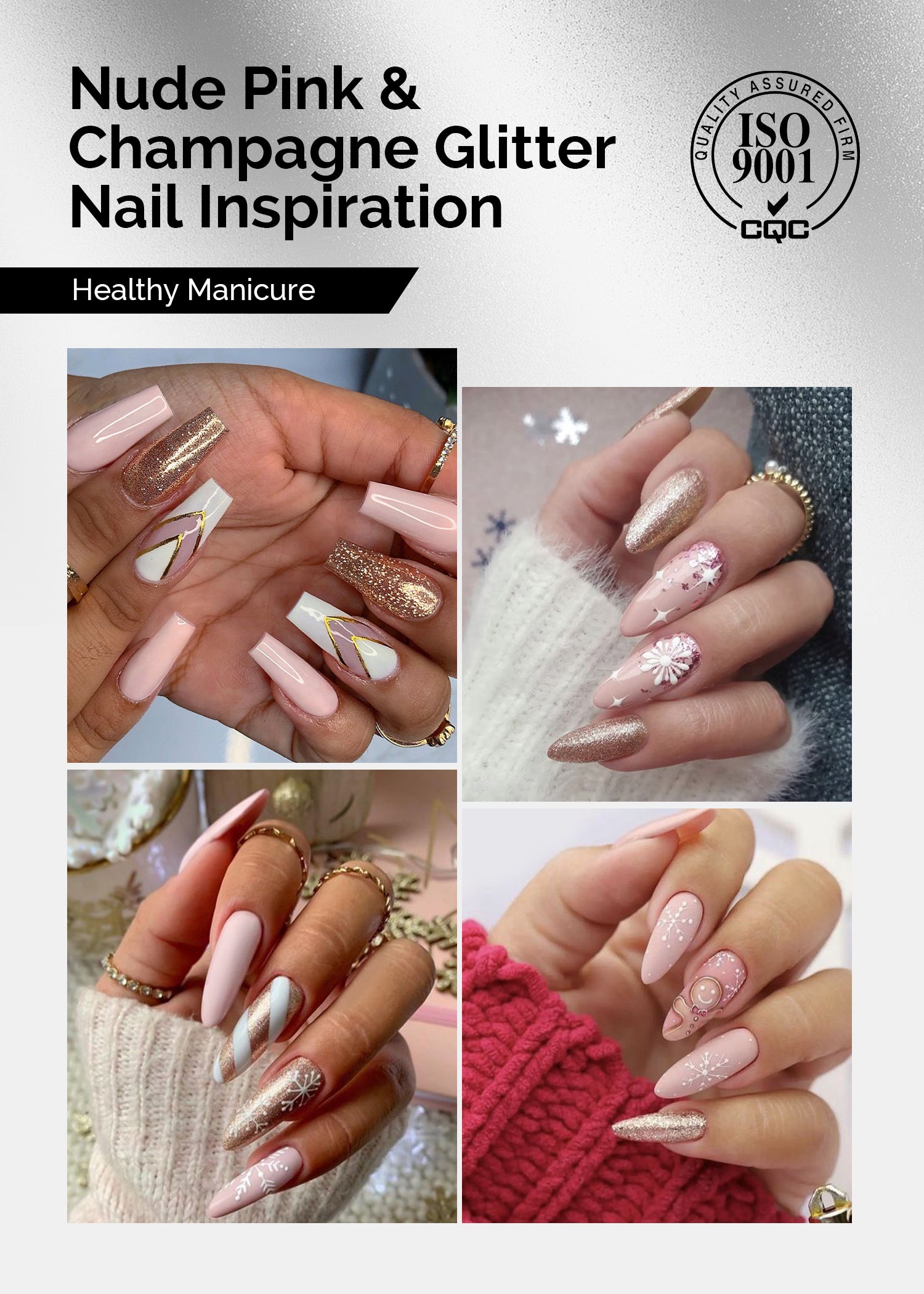 TPO-Free Thick Gel Nail Polish Gold and Nude Pink - 2 Pack 15ml - 图片2