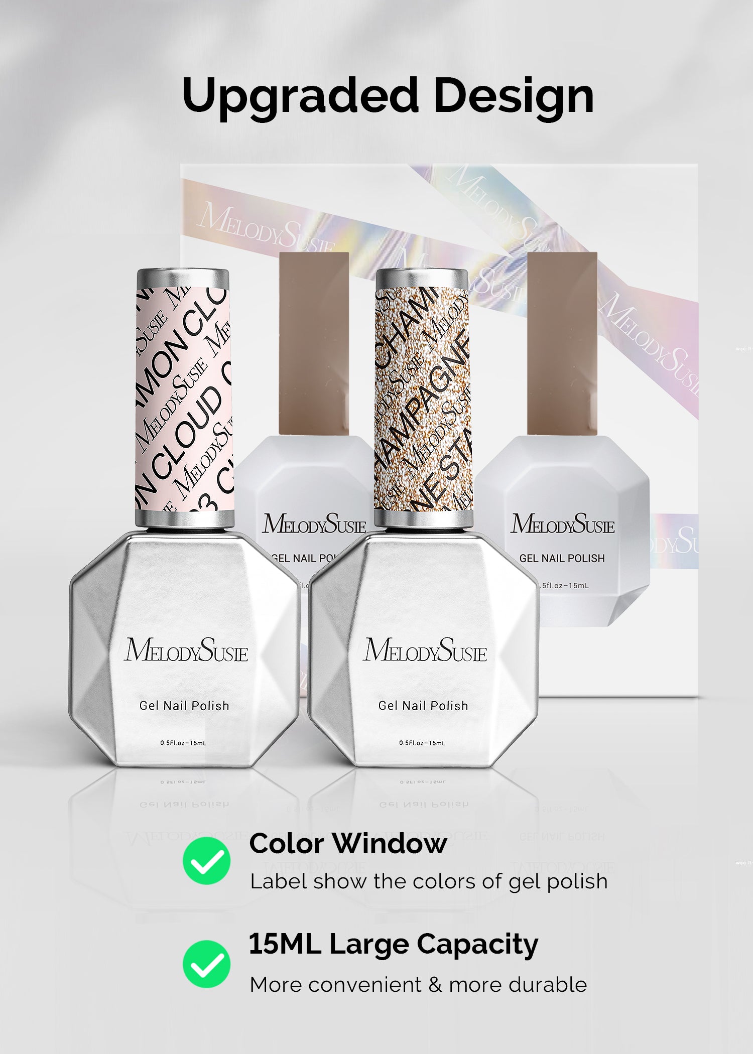 TPO-Free Thick Gel Nail Polish Gold and Nude Pink - 2 Pack 15ml - 图片5