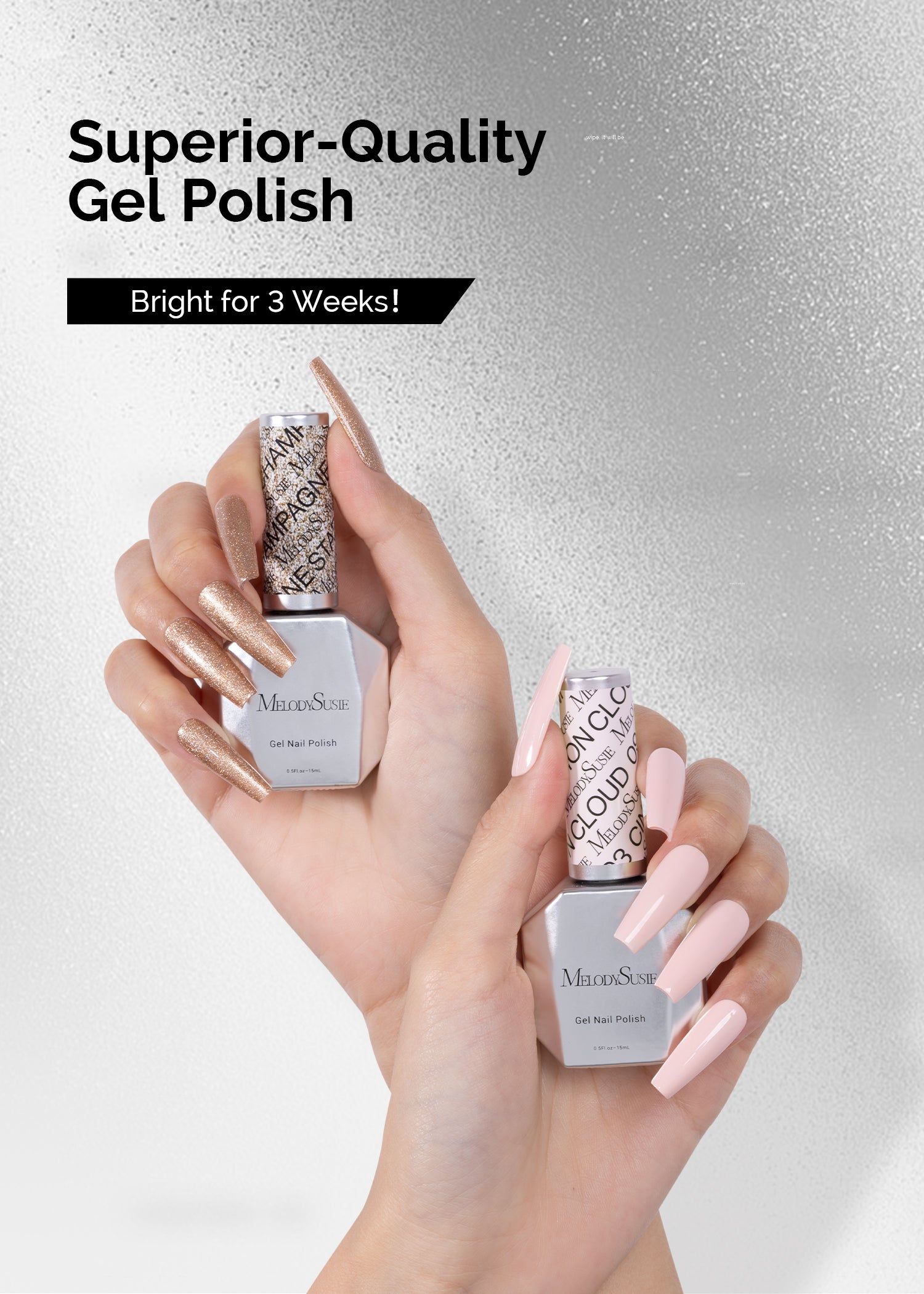 TPO-Free Thick Gel Nail Polish Gold and Nude Pink - 2 Pack 15ml - 图片7